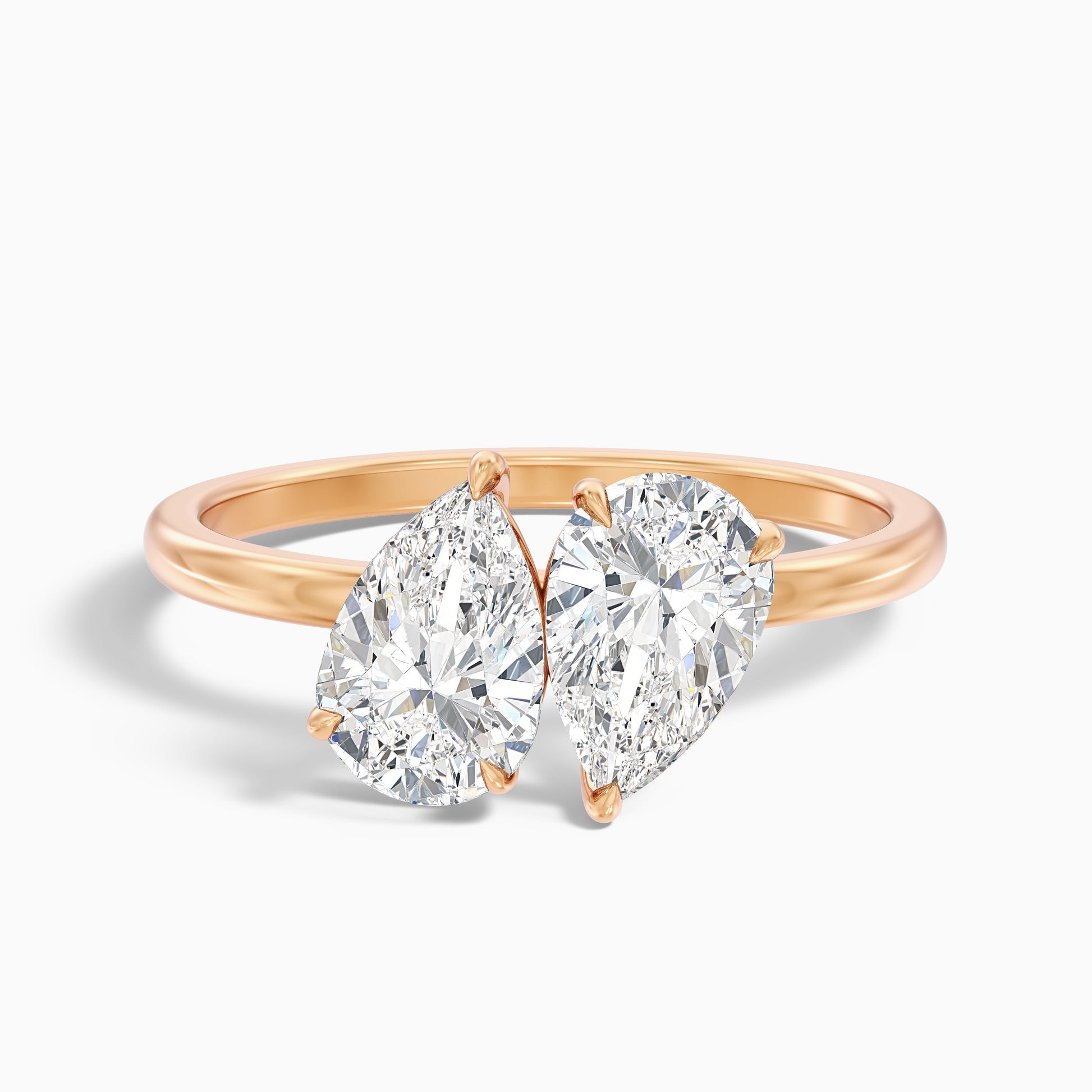 Katrina Toi Et Moi engagement ring with pear diamonds in rose gold, featuring both moissanite and lab-grown diamond options. Perfect for engagement rings with timeless elegance