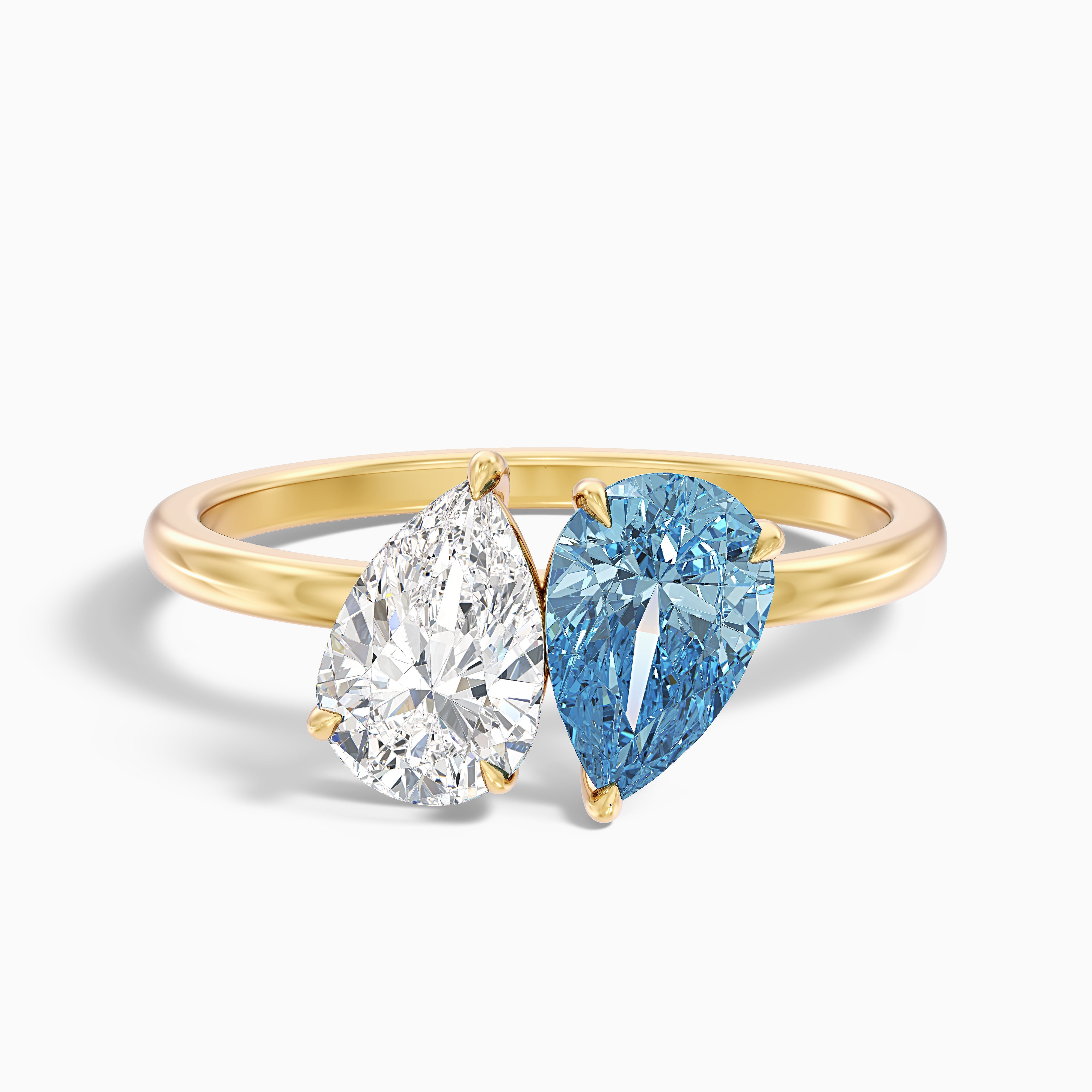 Abigail Toi Et Moi Lab Grown Diamond Ring With Pear Shaped Champagne Diamond