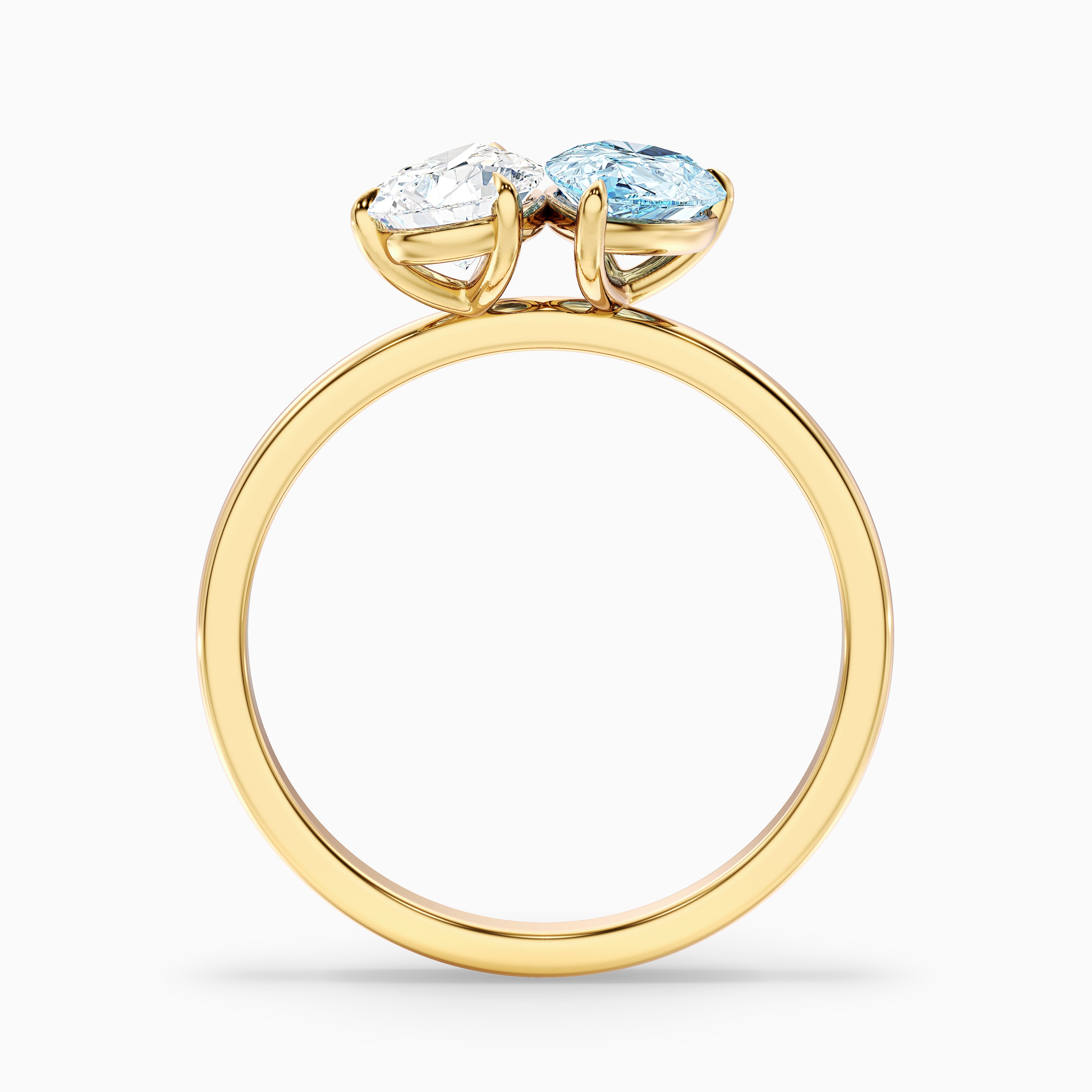 Abigail Toi Et Moi Lab Grown Diamond Ring With Pear Shaped Champagne Diamond