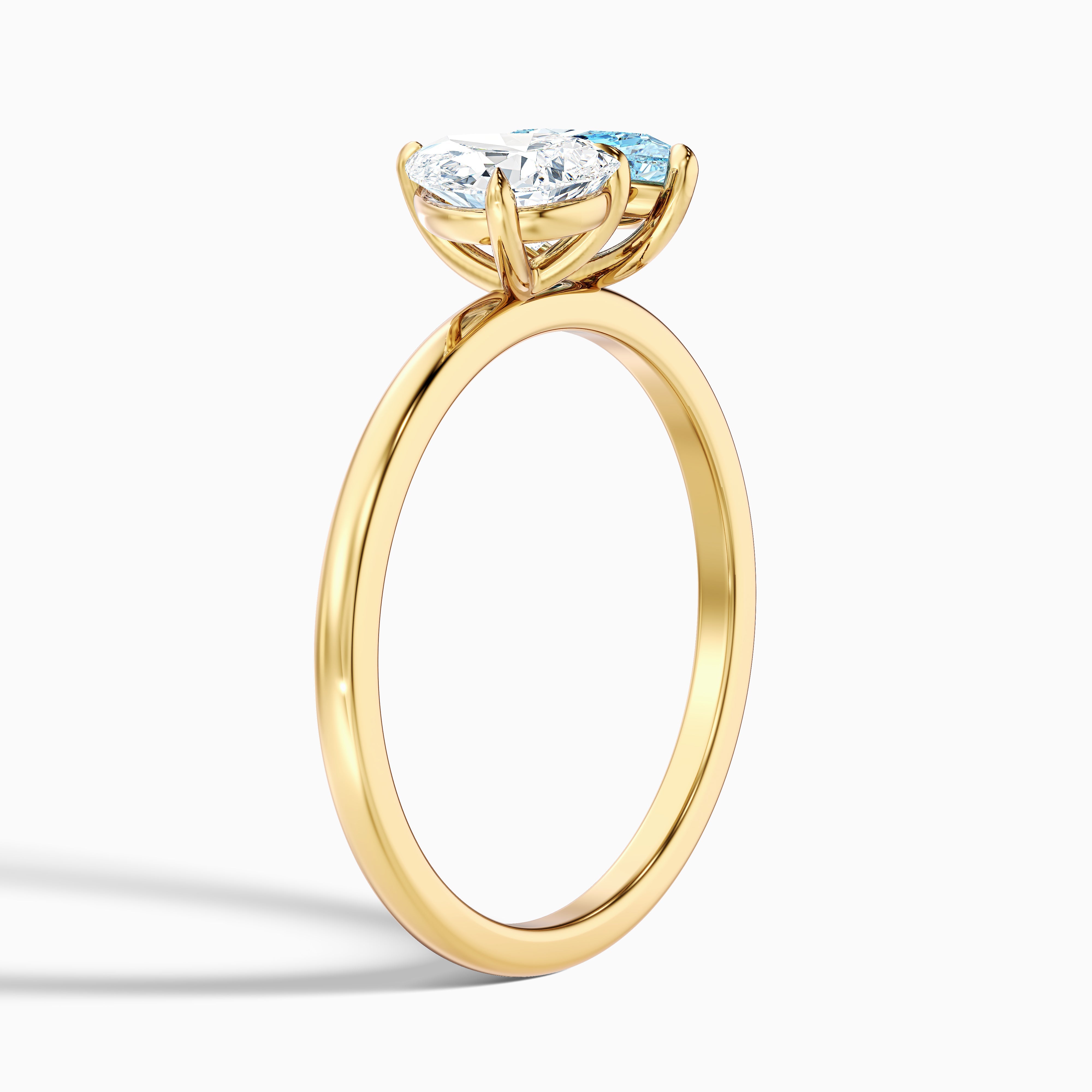 Abigail Toi Et Moi Moissanite Diamond Ring With Pear Shaped Champagne Diamond