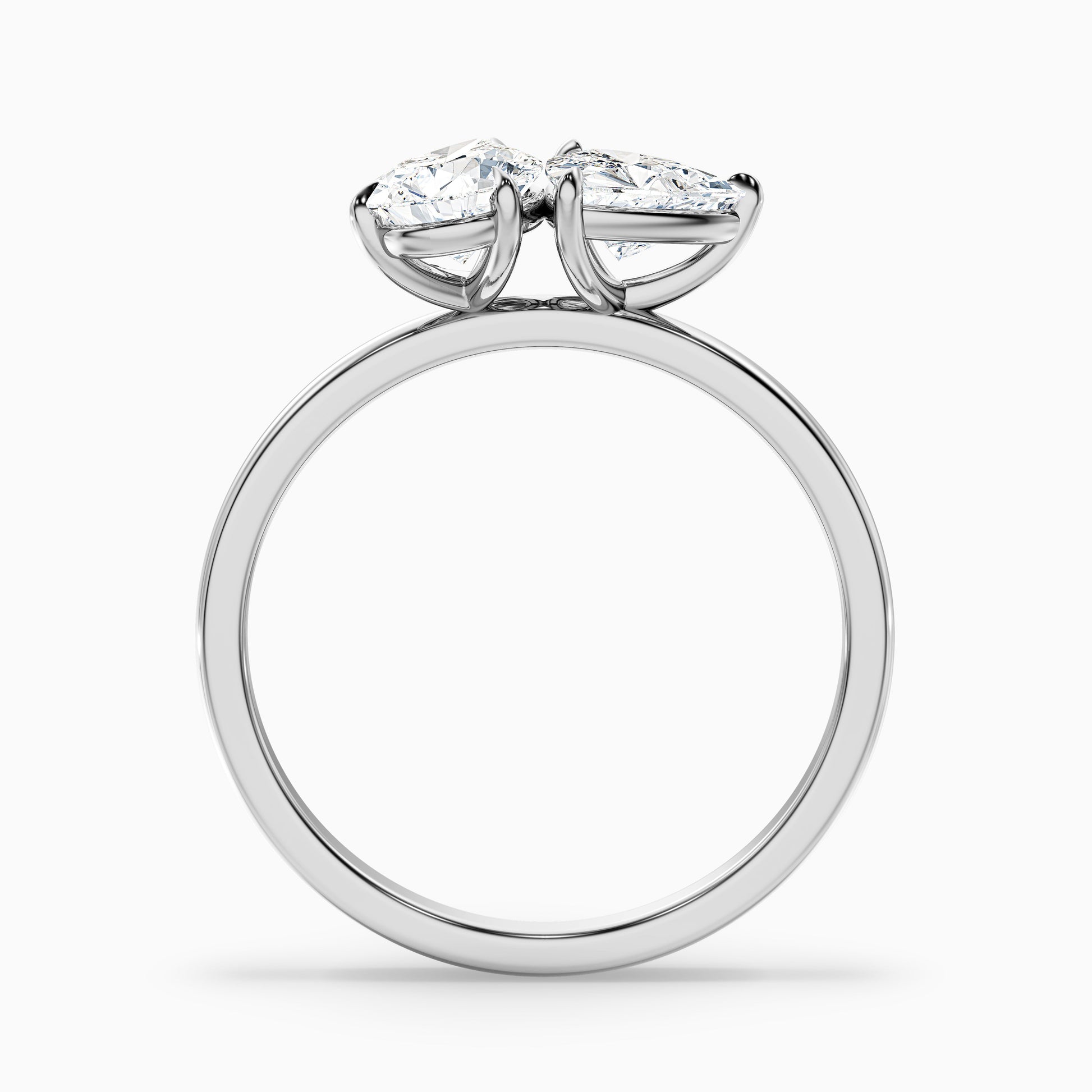 Stunning Naomi Toi Et Moi Diamond Ring with Pear and Trillion Cut Diamonds in White Gold and Platinum, featuring both Moissanite and Lab-Grown Diamonds