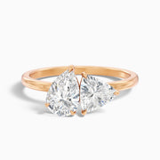 Naomi Toi Et Moi Diamond Ring with Pear and Trillion Cut Diamonds in Rose Gold, available in both Moissanite and Lab-Grown Diamond options