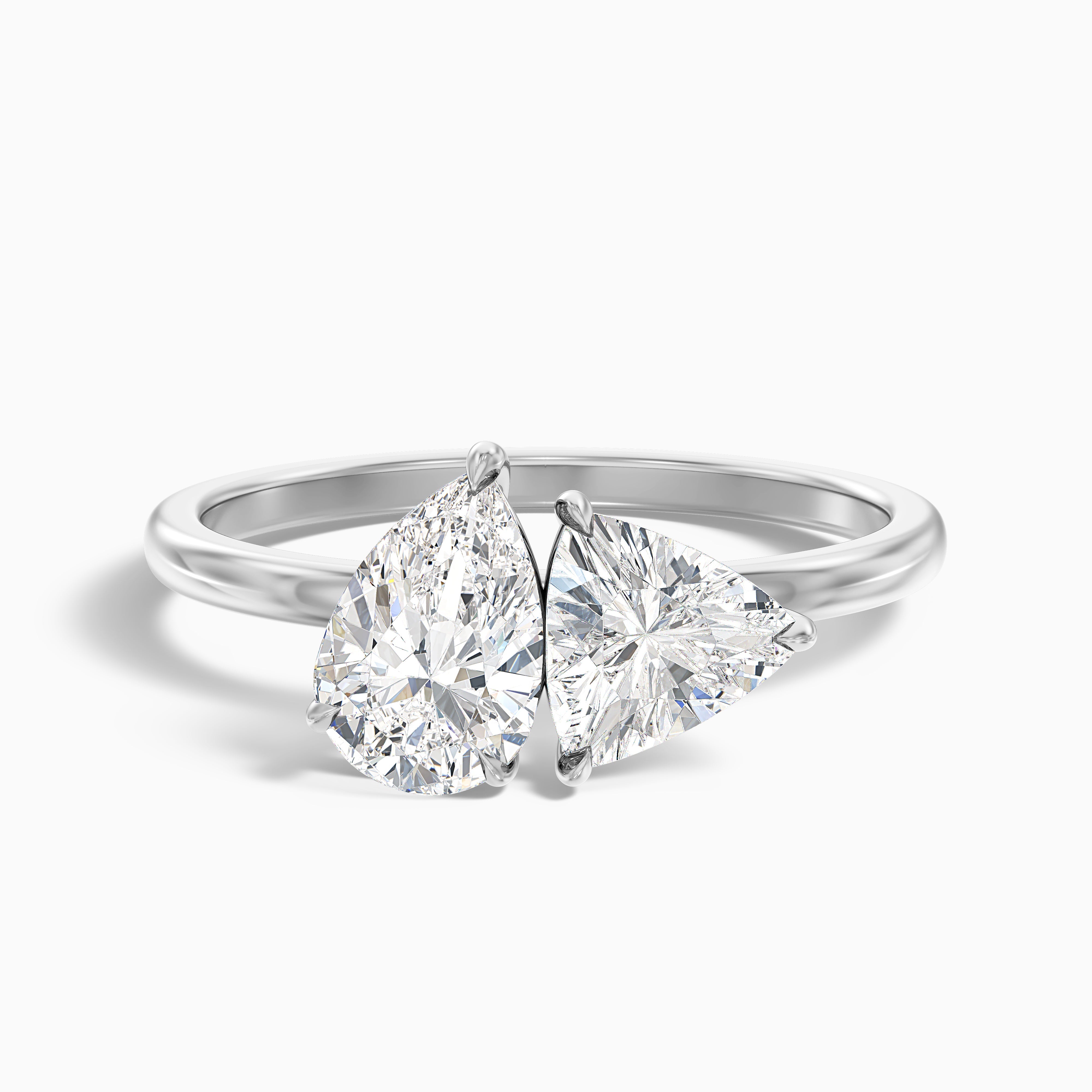 Naomi Toi Et Moi Moissanite Ring With Pear And Trillion Cut Diamonds