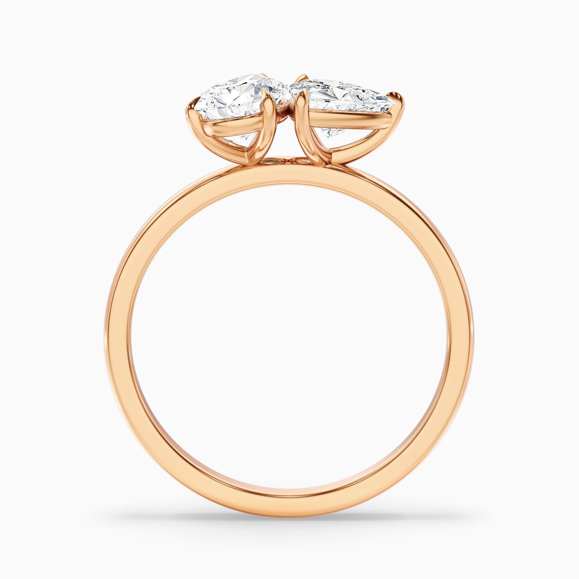 Elegant Naomi Toi Et Moi Diamond Ring with Pear and Trillion Cut Diamonds in Rose Gold, featuring Moissanite and Lab-Grown Diamonds