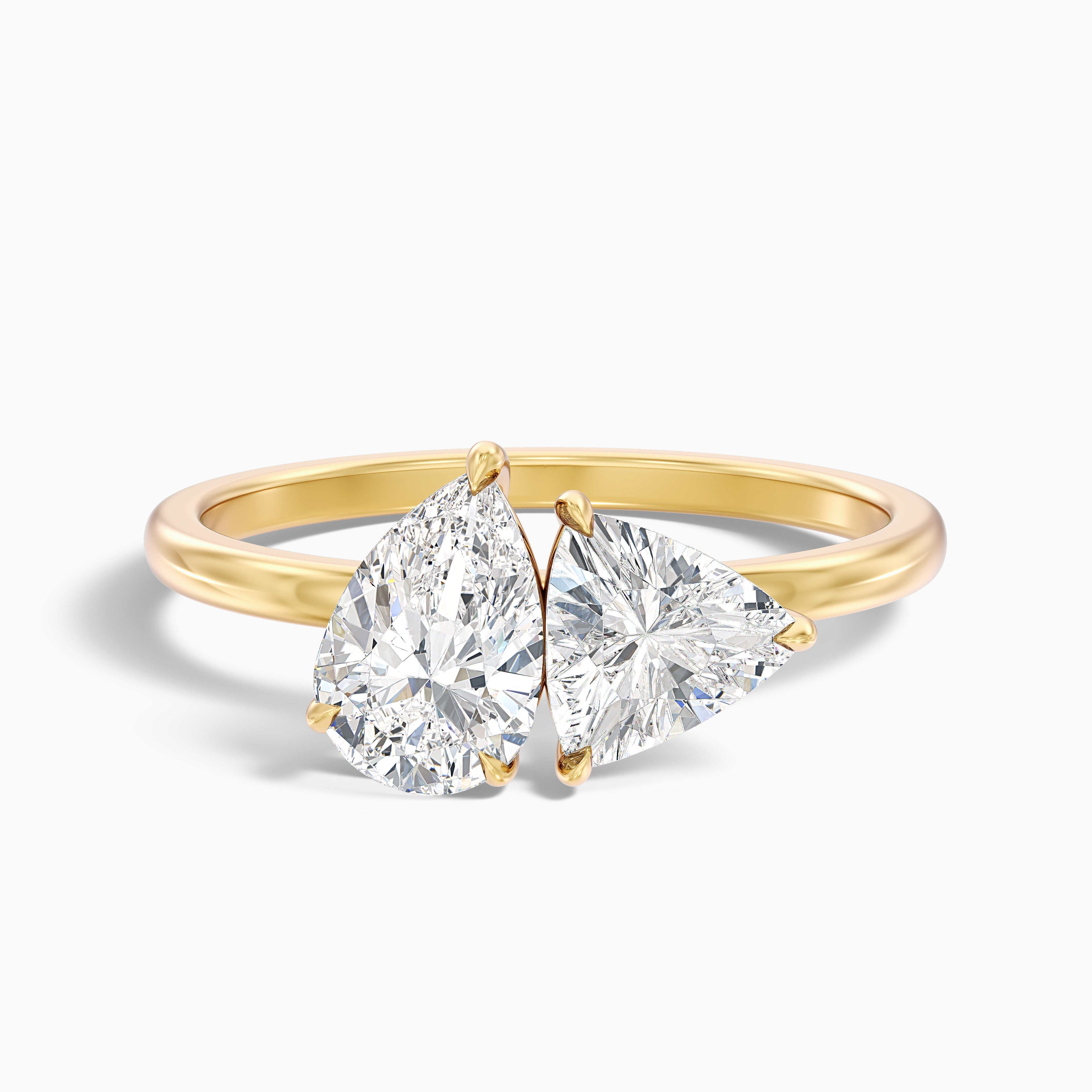 Naomi Toi Et Moi Moissanite Ring With Pear And Trillion Cut Diamonds