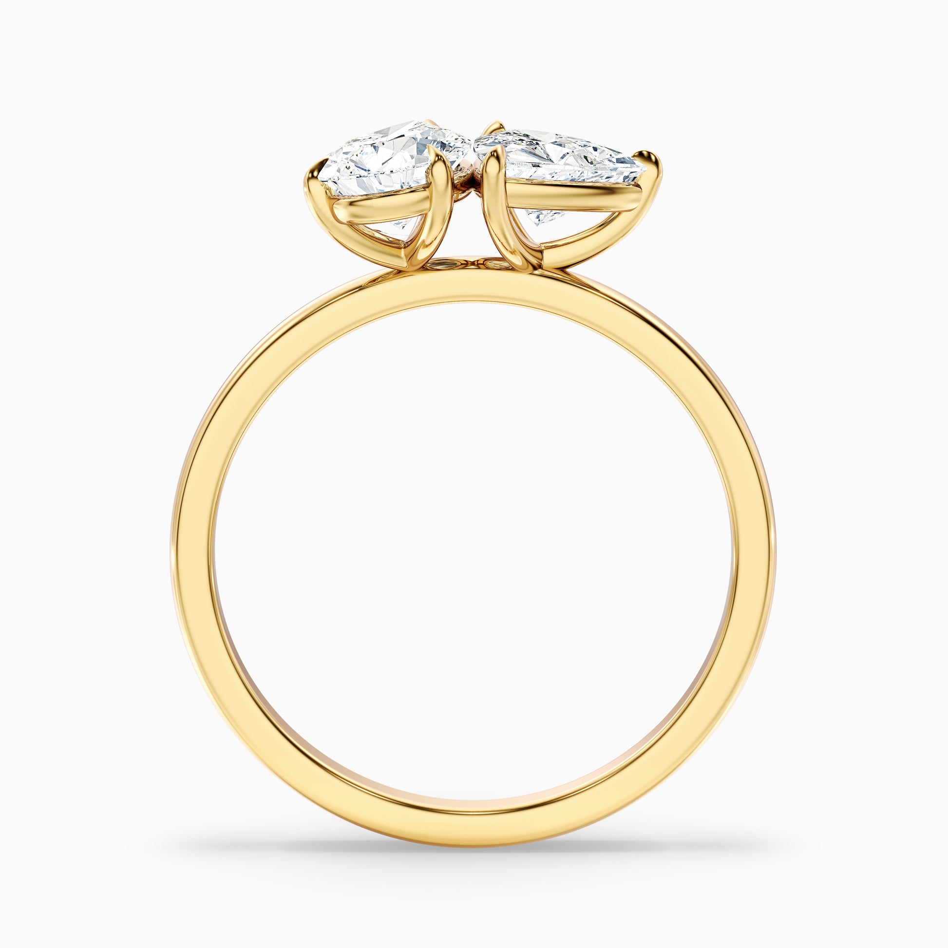 Exquisite Naomi Toi Et Moi Diamond Ring with Pear and Trillion Cut Diamonds in Yellow Gold, featuring Moissanite and Lab-Grown Diamond options