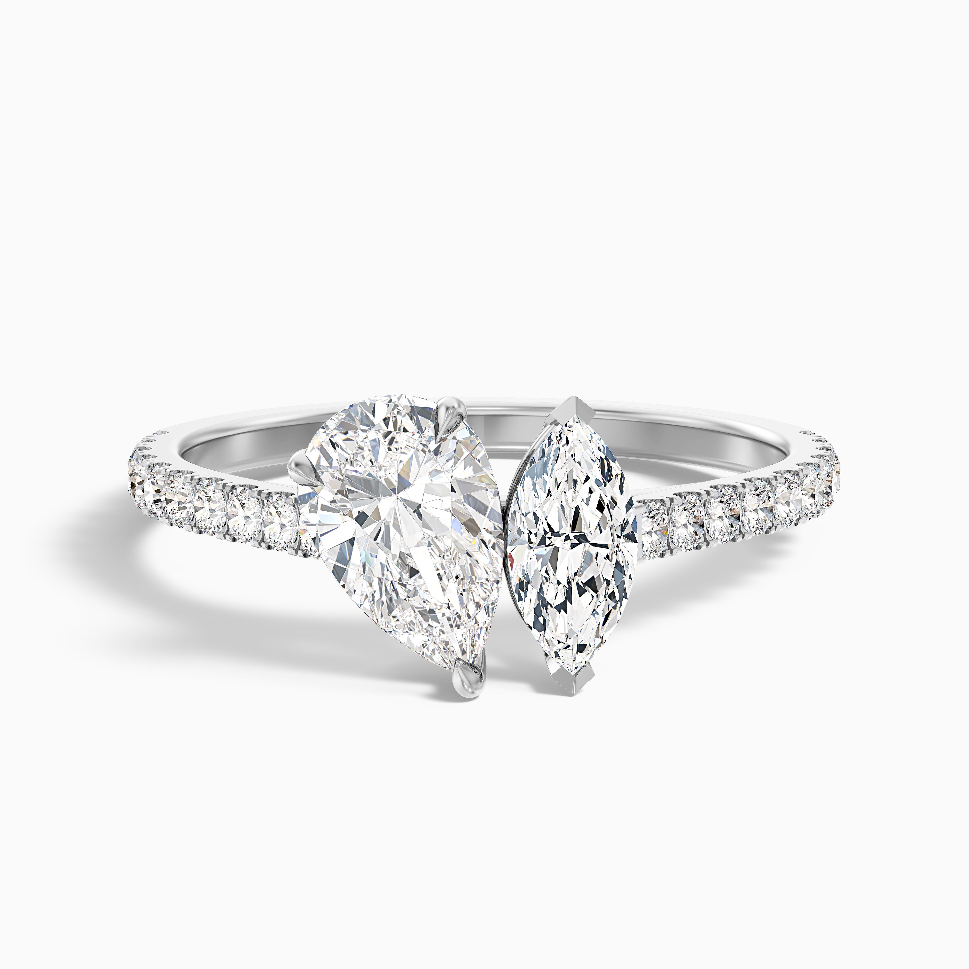 Theresa Toi Et Moi Moissanite Ring With Pear and Marquise Cut Diamonds