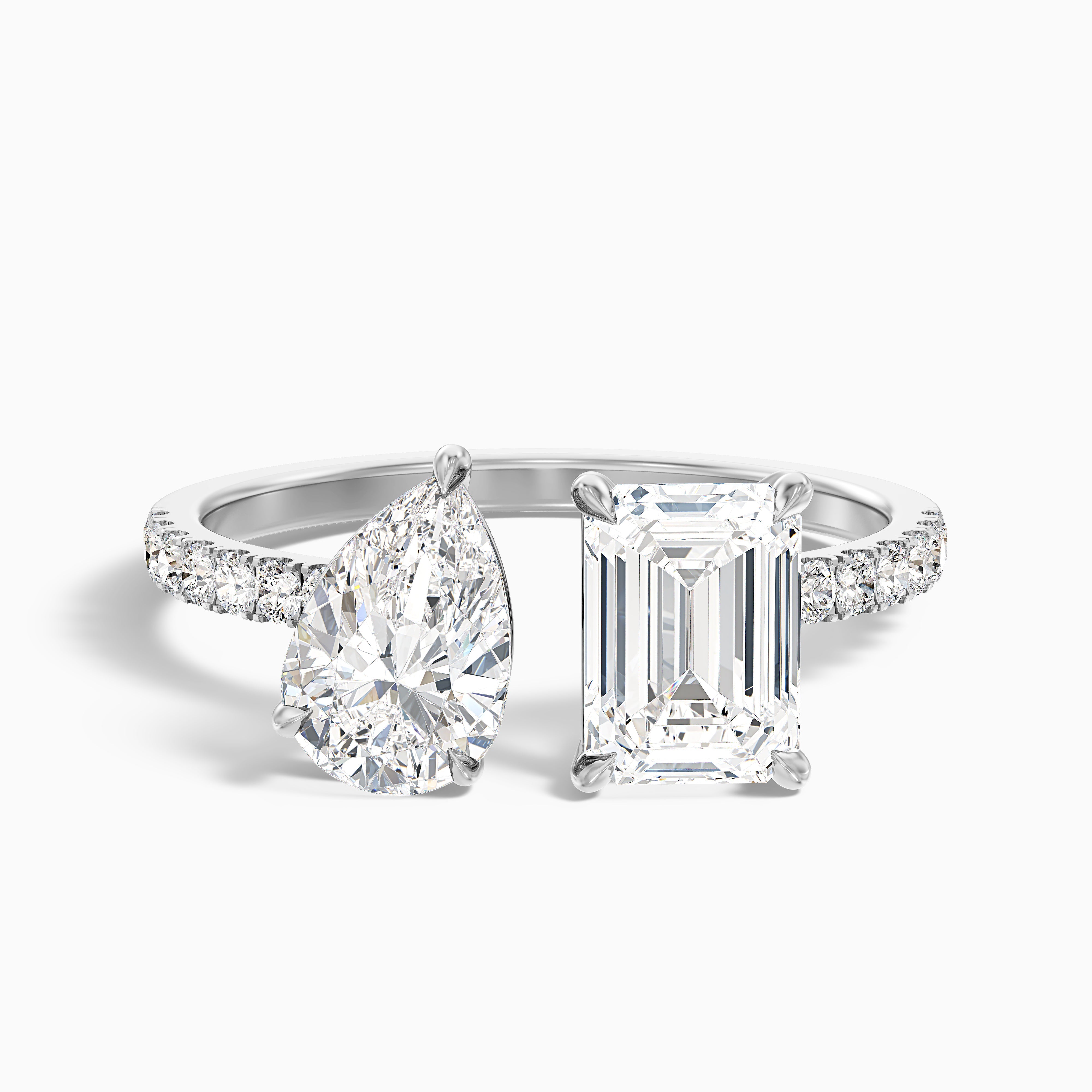 Kathryn Toi Et Moi Lab Grown Diamond Ring With Pear And Emerald Cut Diamonds