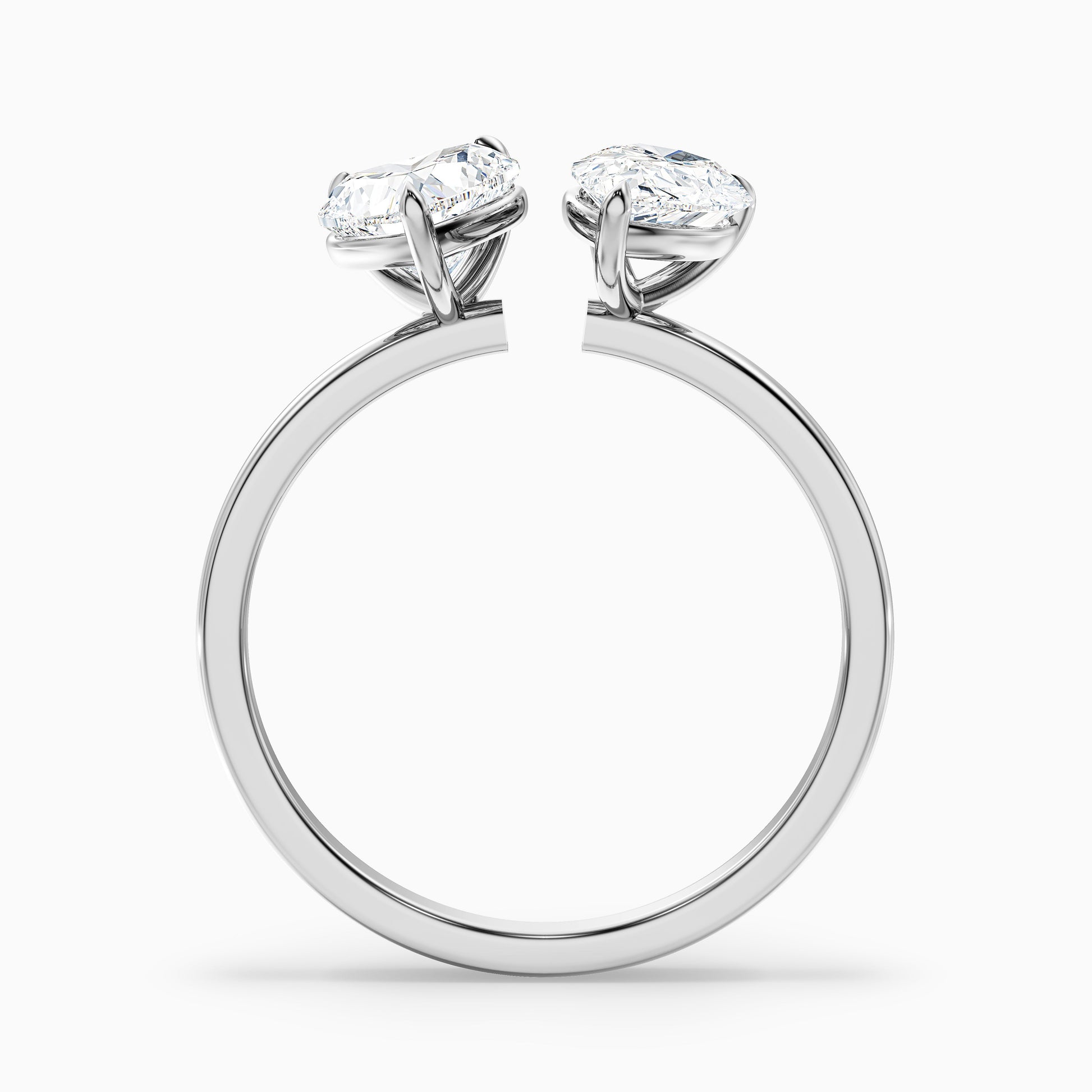 Heart and Pear Cut Diamond Crystal Toi Et Moi Engagement Ring in White Gold and Platinum, offered in Moissanite and Lab-Grown Diamond