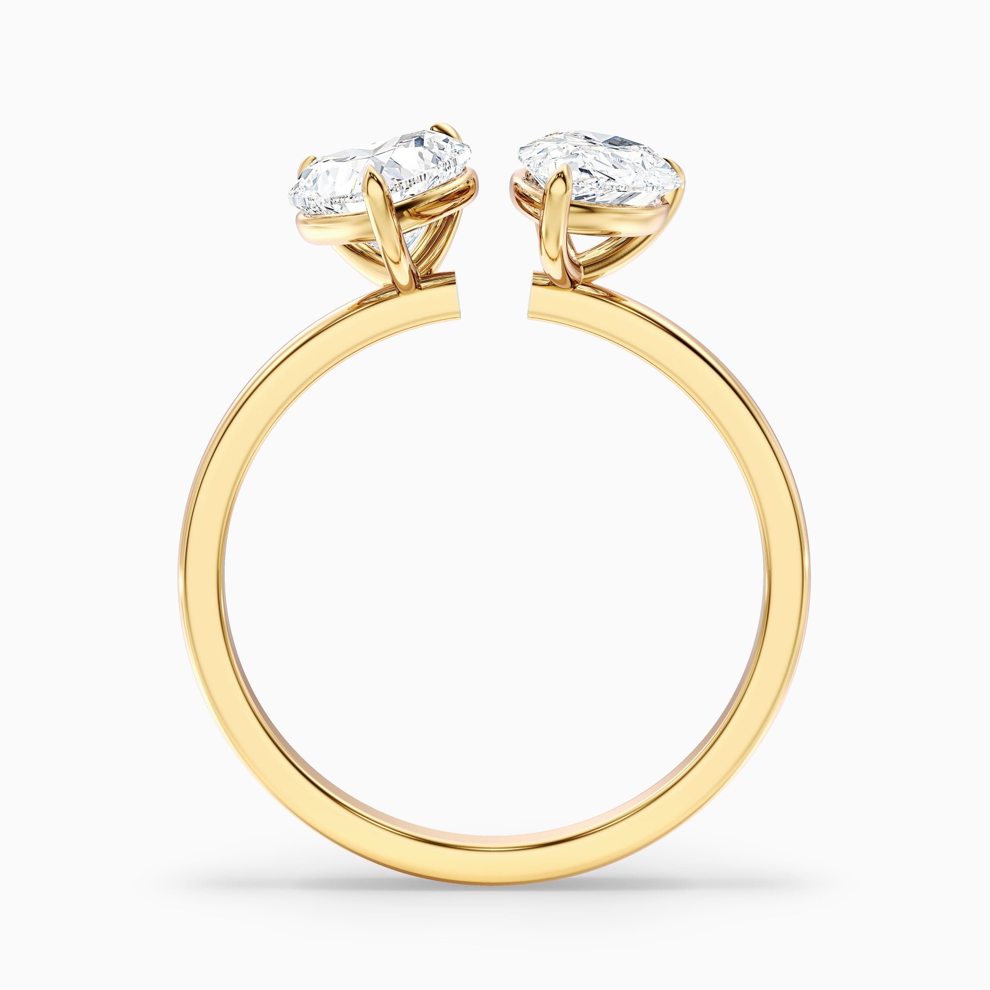 Heart and Pear Cut Diamond Crystal Toi Et Moi Engagement Ring in Yellow Gold, offered in Moissanite and Lab-Grown Diamond