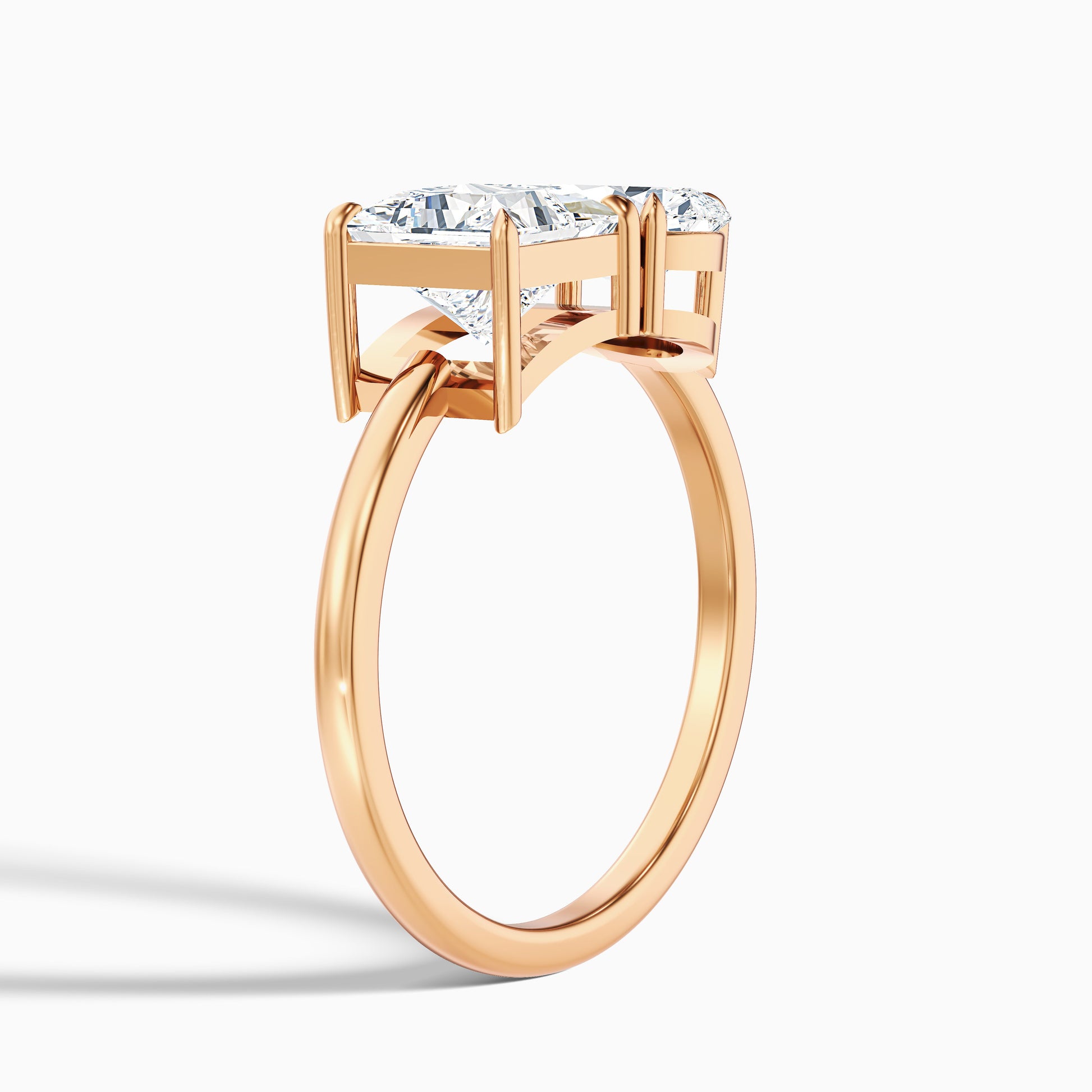 Amelia Toi Et Moi Diamond Ring in Rose Gold, showcasing Princess and Pear Cut Diamonds, available in Moissanite and Lab-Grown Diamond