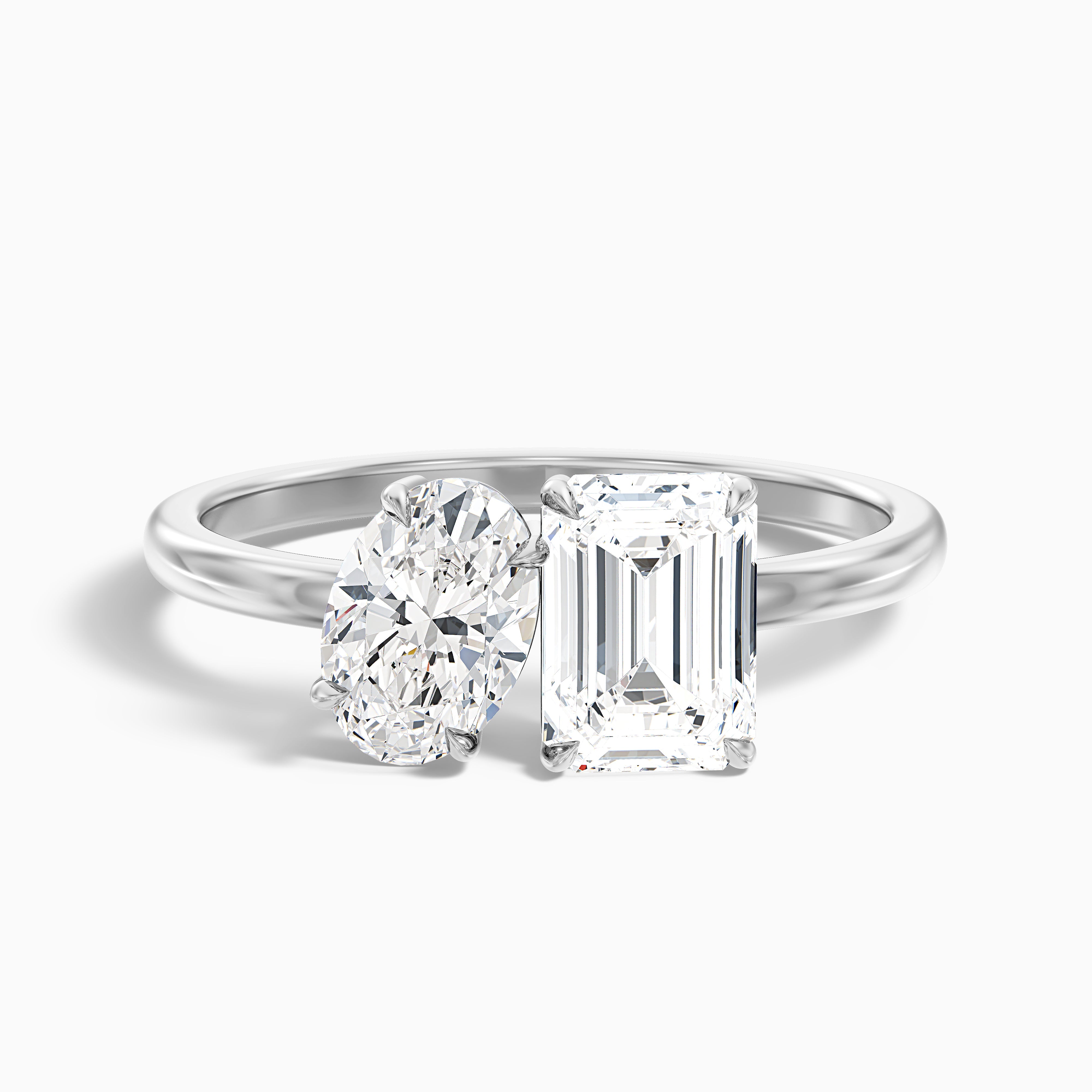 Isadora Toi Et Moi Lab Grown Diamond Ring With Oval And Emerald Cut Diamonds