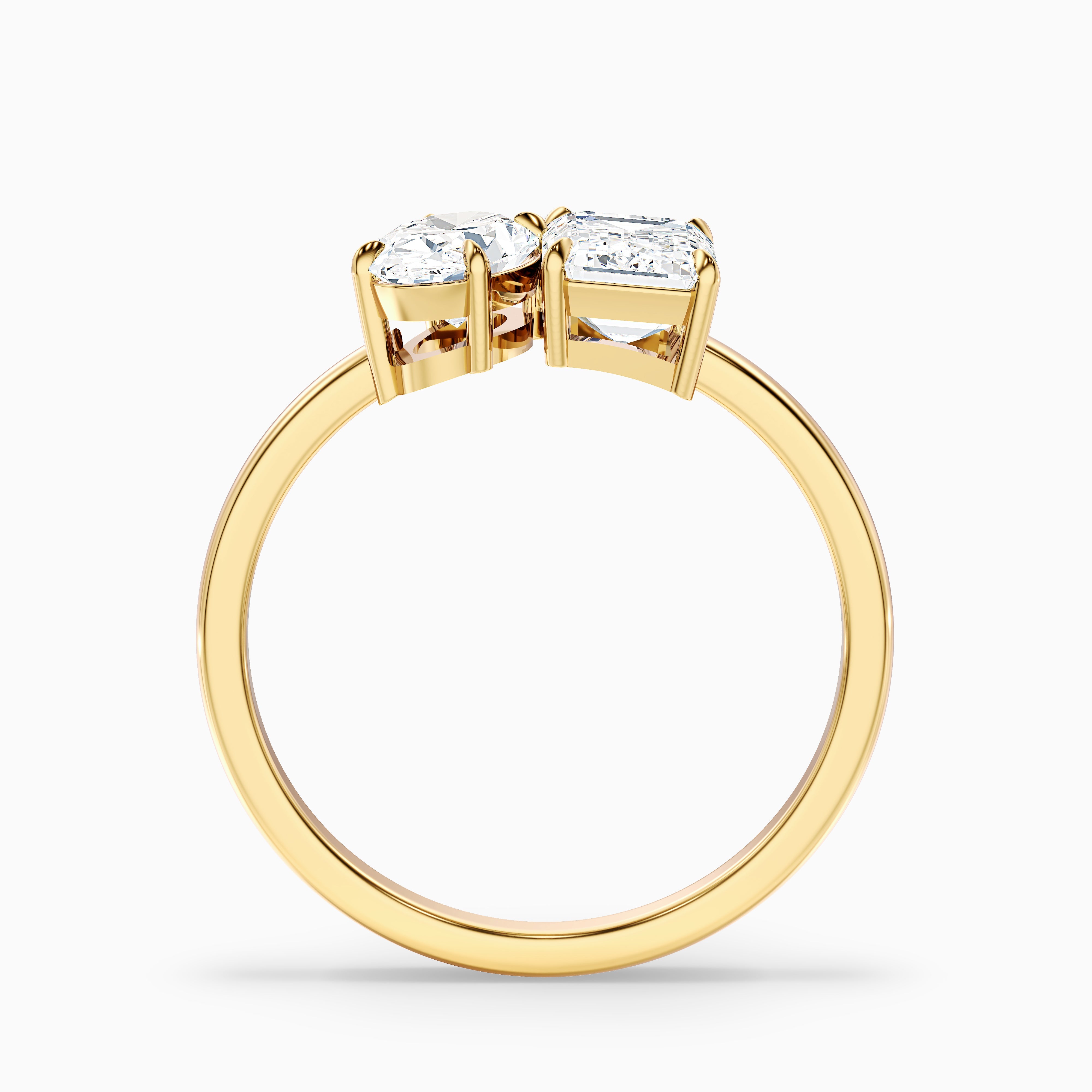 Isadora Toi Et Moi Lab Grown Diamond Ring With Oval And Emerald Cut Diamonds