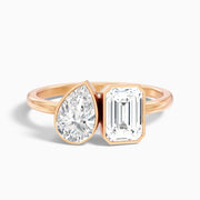 Helena Toi Et Moi Moissanite Ring With Pear And Emerald Cut Diamonds