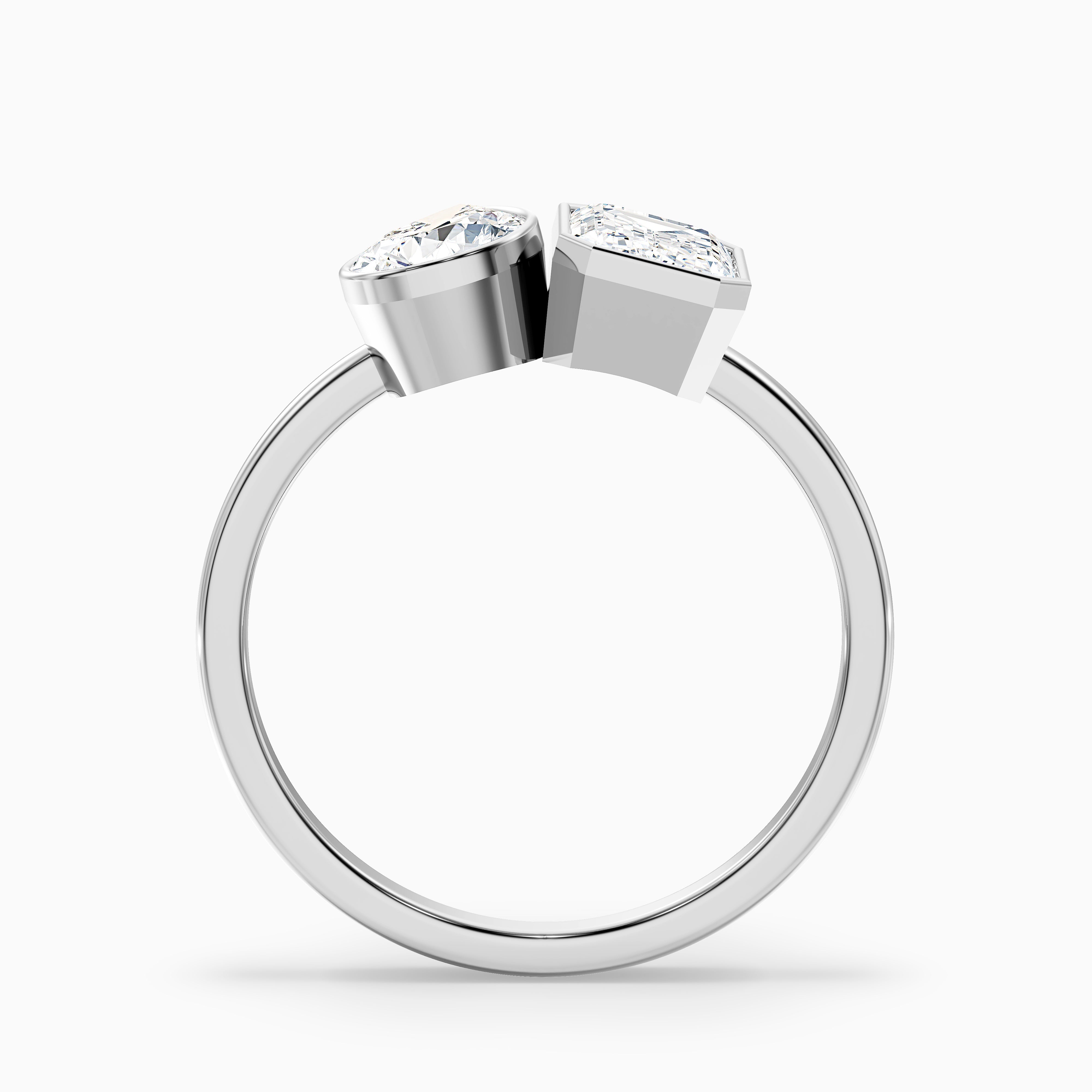 Helena Toi Et Moi Lab Grown Diamond Ring With Pear And Emerald Cut Diamonds