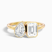 Helena Toi Et Moi Lab Grown Diamond Ring With Pear And Emerald Cut Diamonds