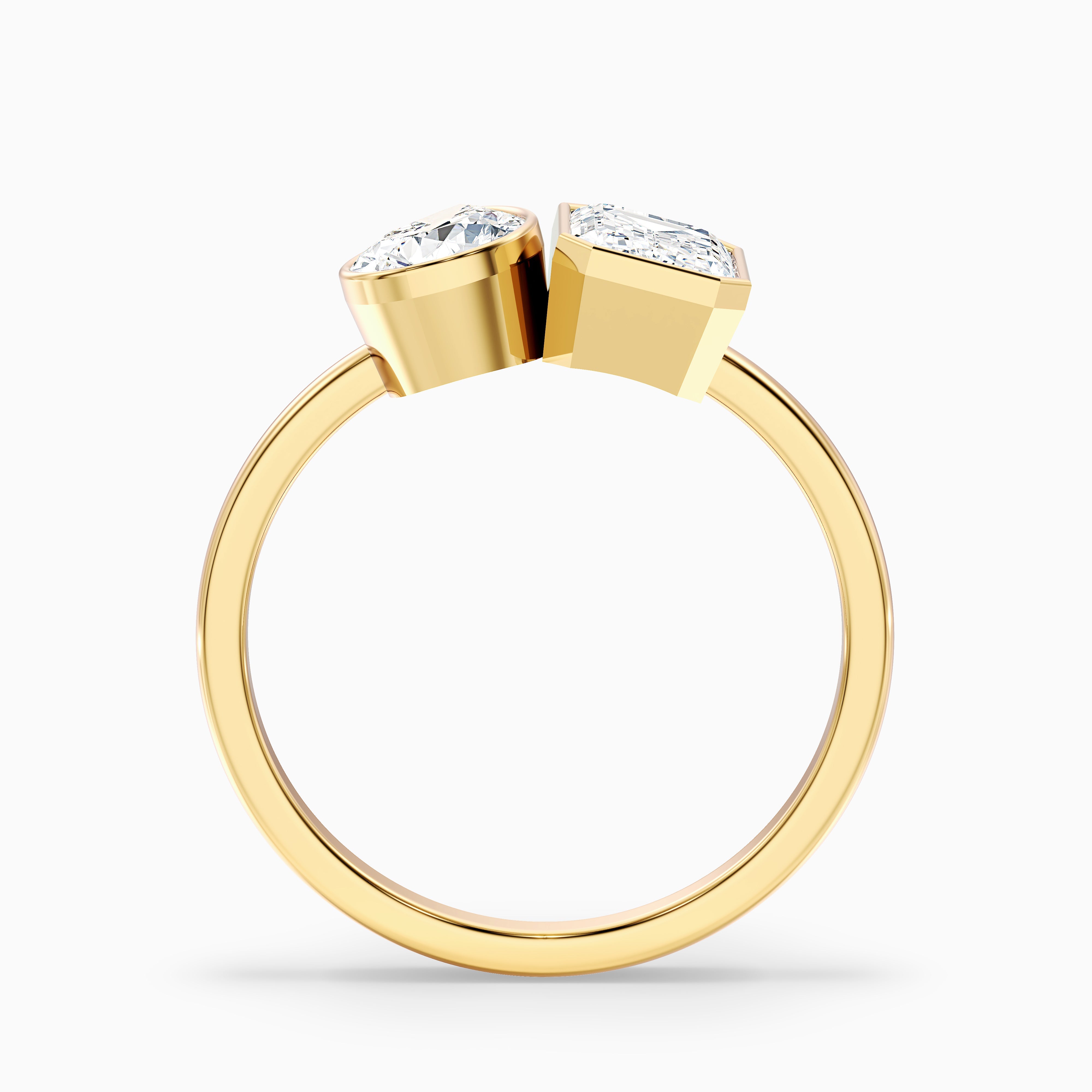 Helena Toi Et Moi Moissanite Ring With Pear And Emerald Cut Diamonds