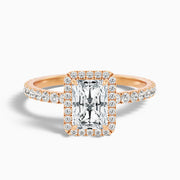 Gracina Radiant Cut Halo Pave Moissanite Diamond Ring