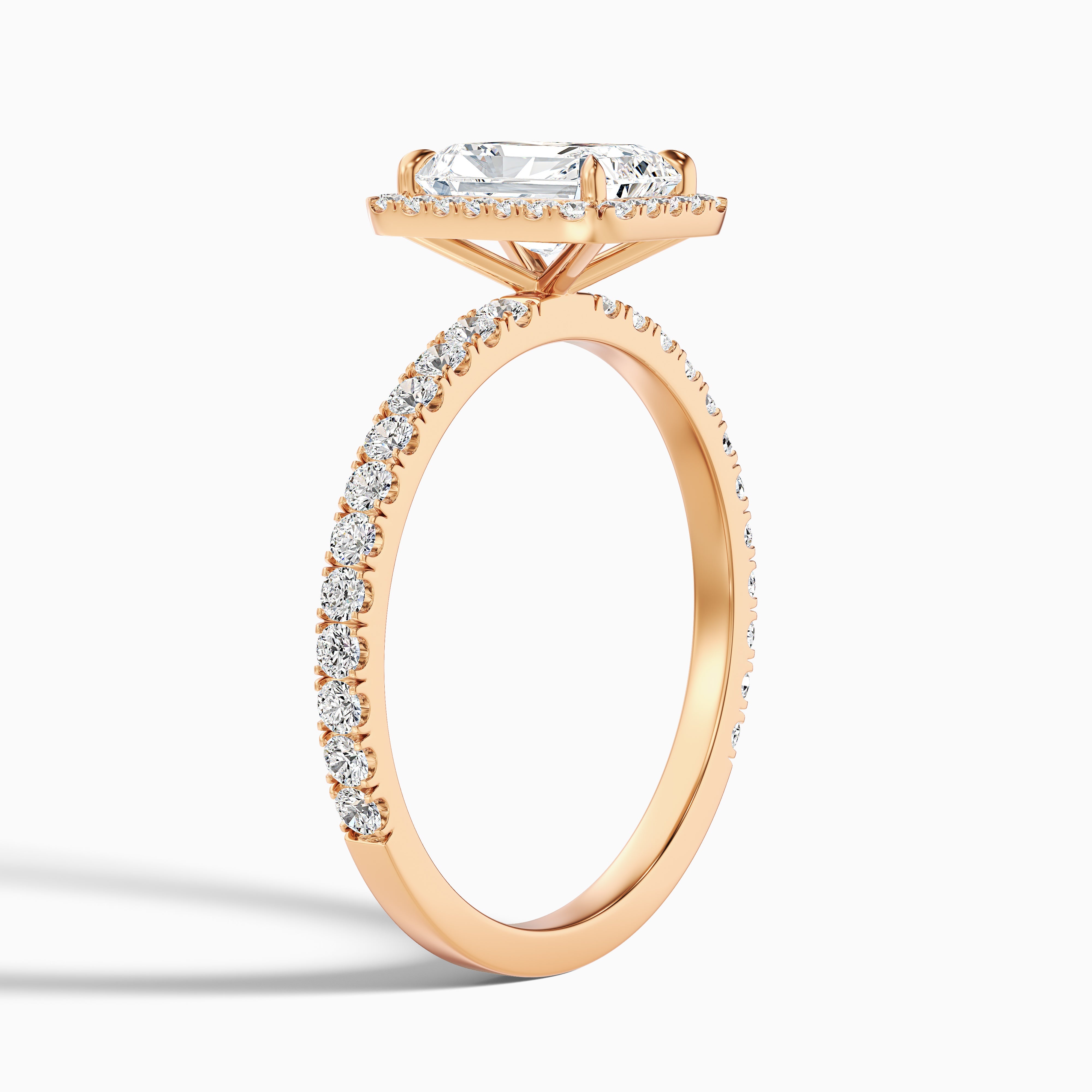 Gracina Radiant Cut Halo Pave Moissanite Diamond Ring