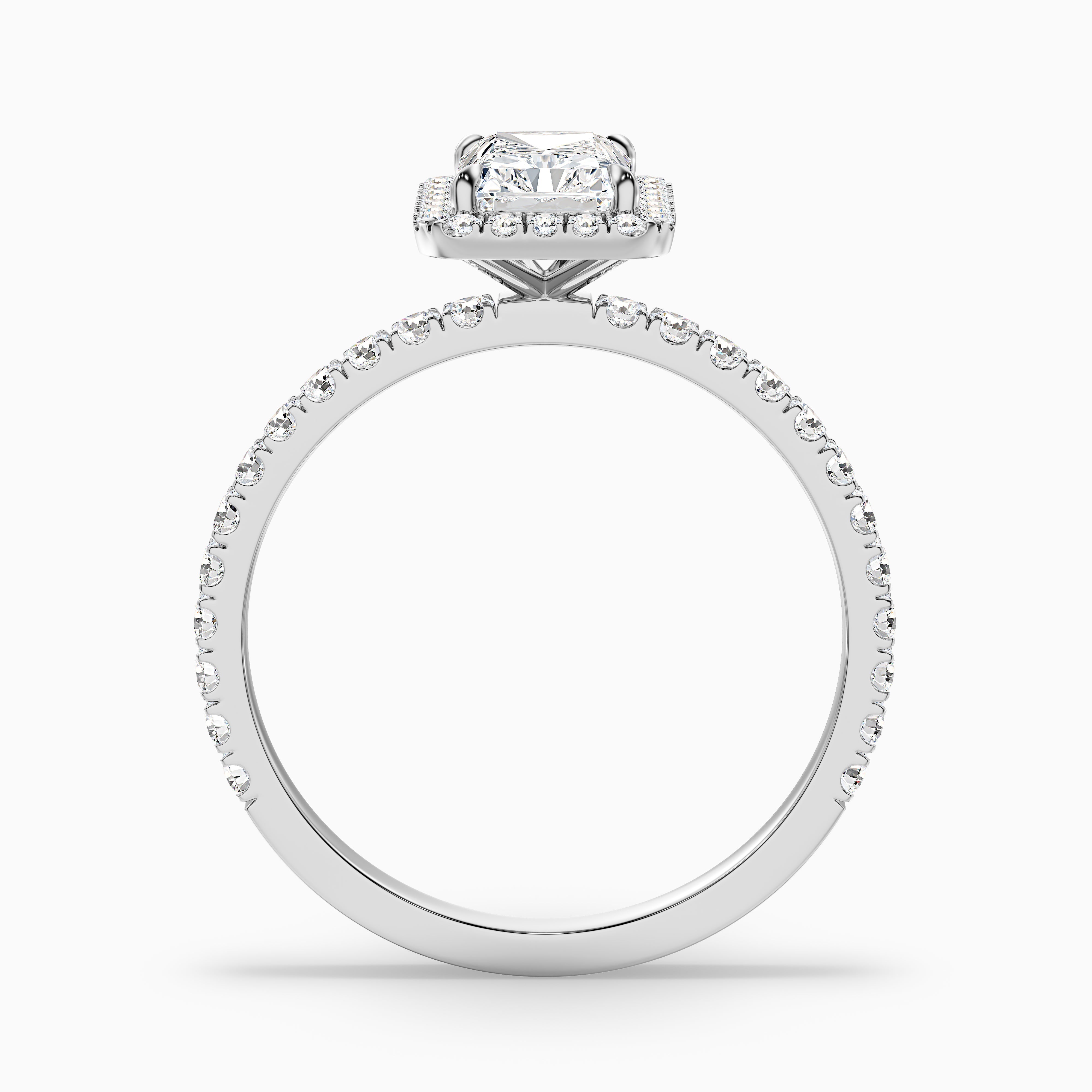 Gracina Radiant Cut Halo Pave Moissanite Diamond Ring