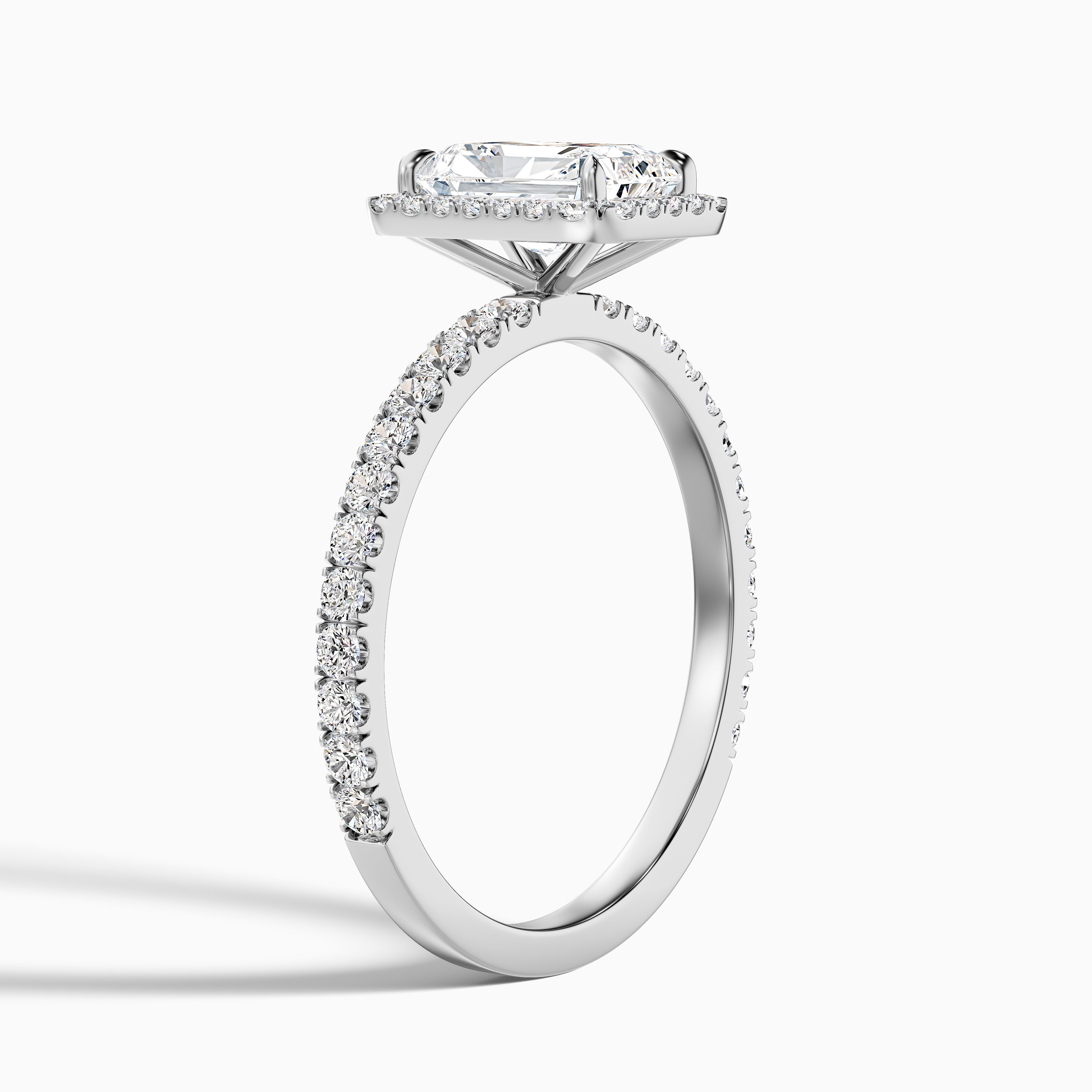 Gracina Radiant Cut Halo Pave Moissanite Diamond Ring