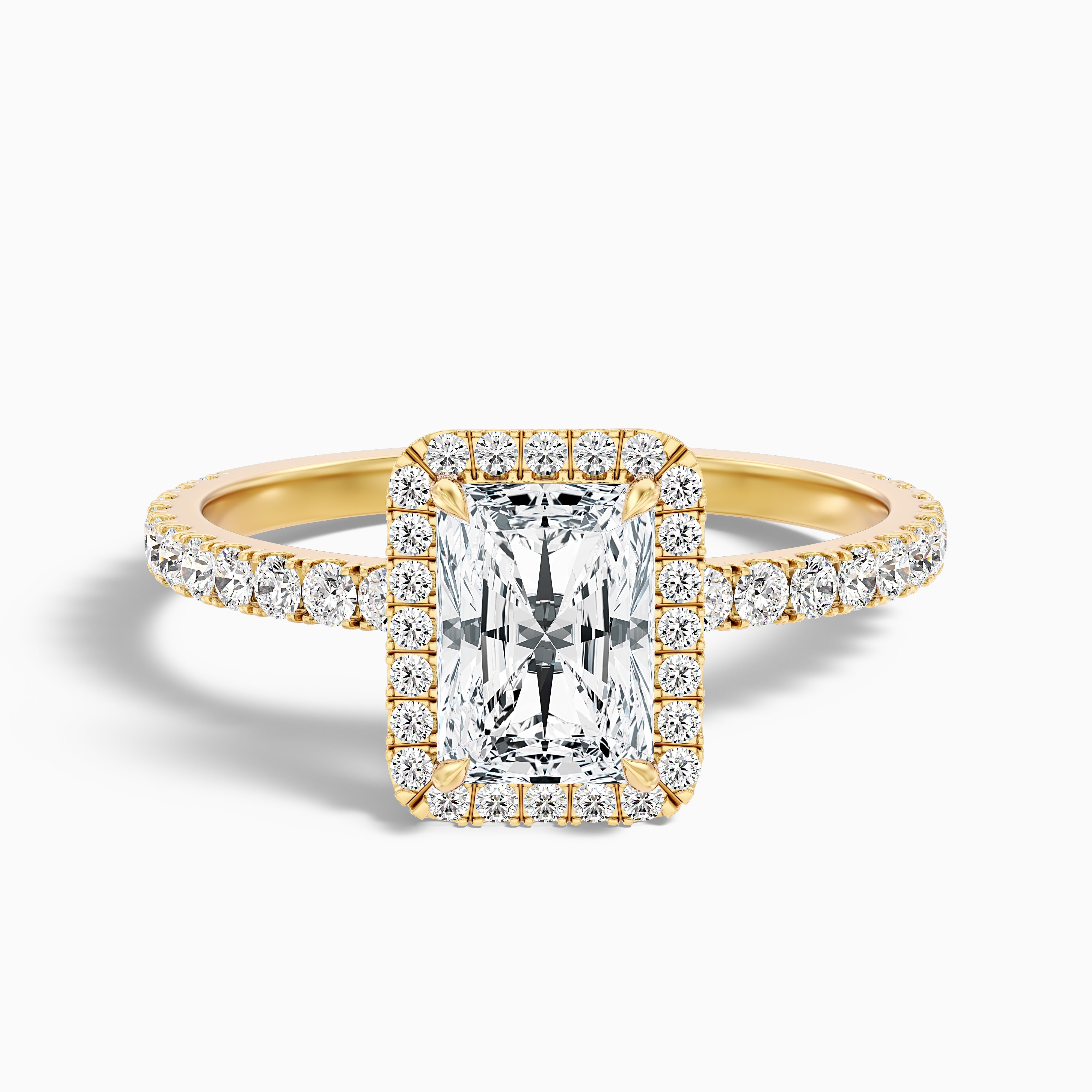Gracina Radiant Cut Halo Pave Moissanite Diamond Ring