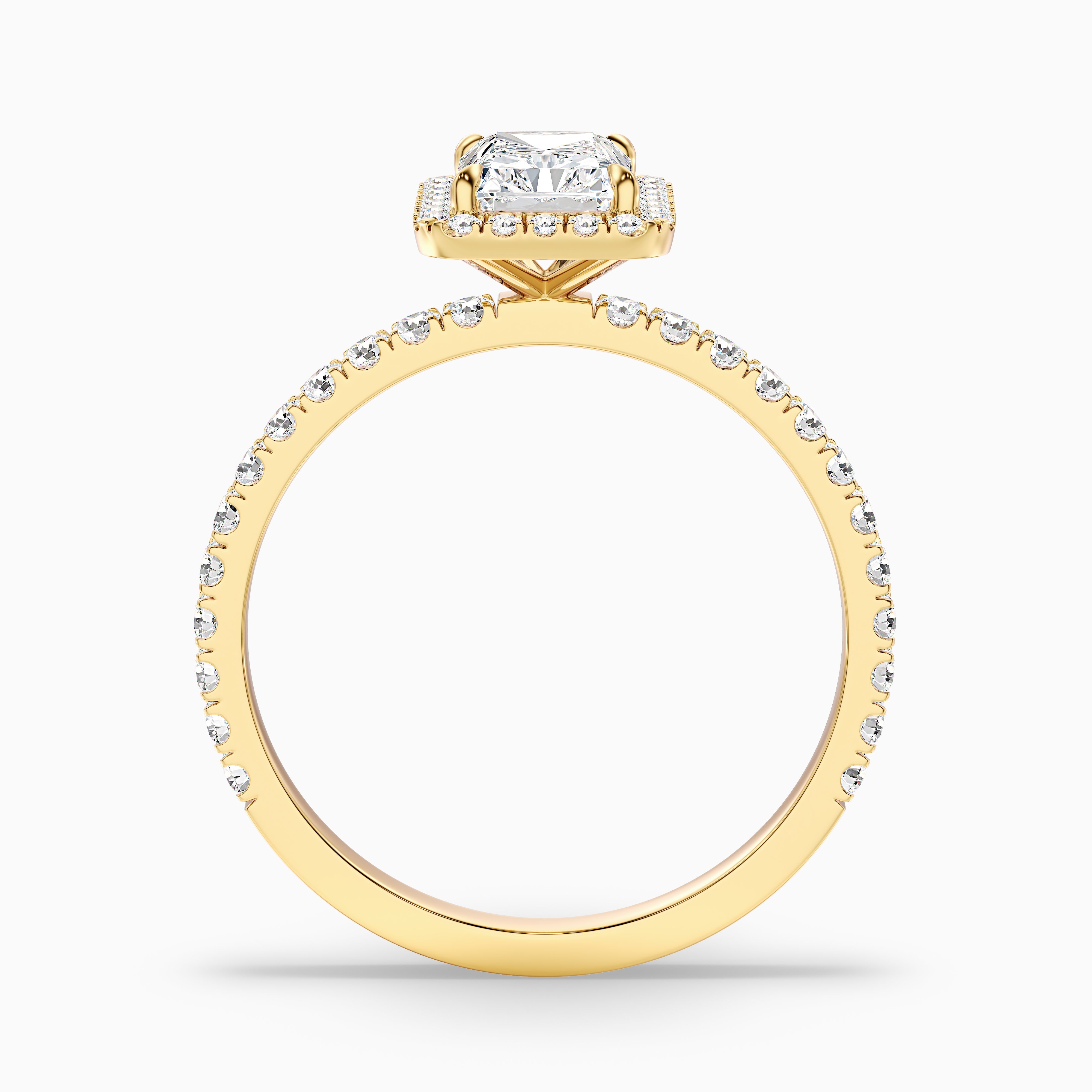 Gracina Radiant Cut Halo Pave Moissanite Diamond Ring