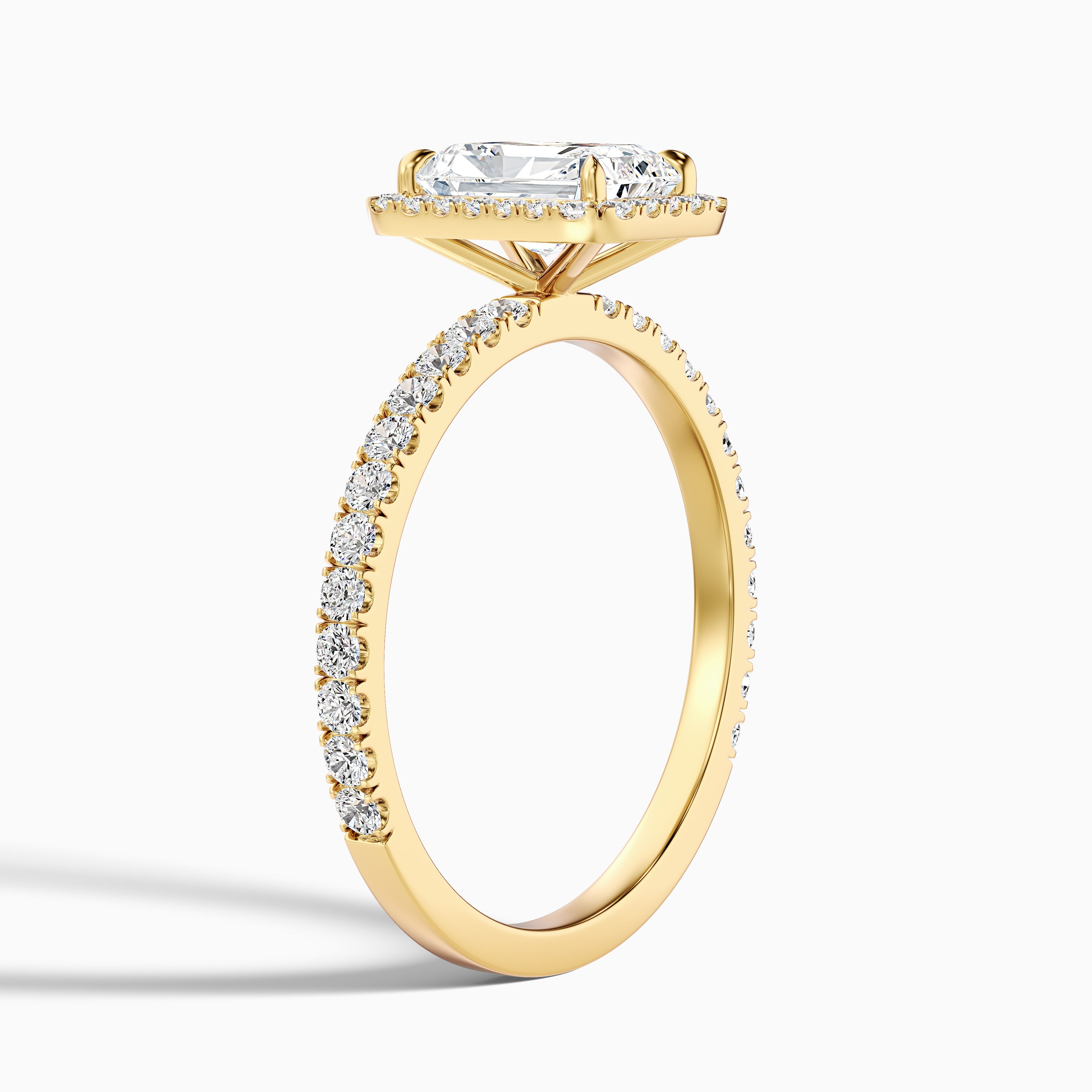Gracina Radiant Cut Halo Pave Moissanite Diamond Ring