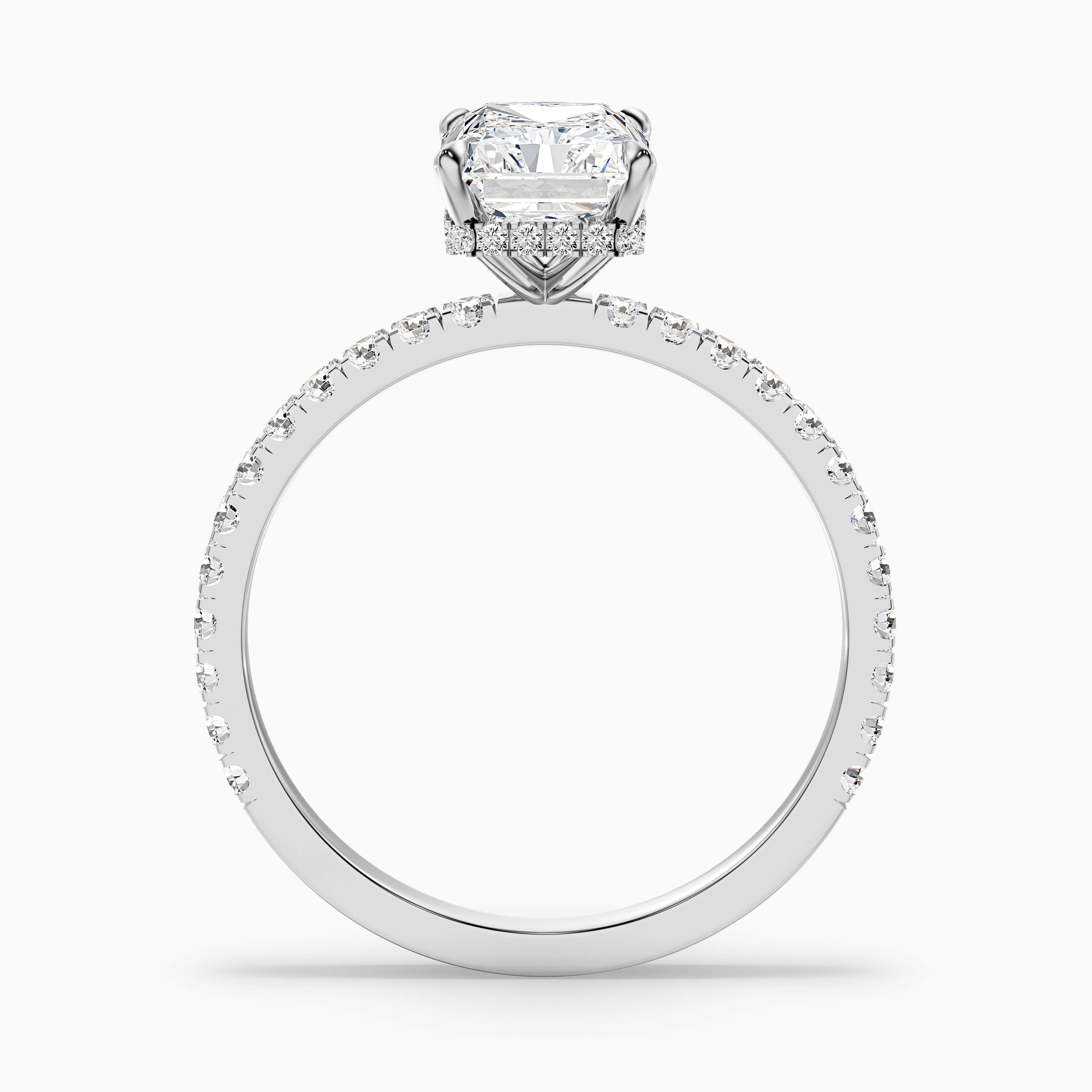 Adalina Radiant Cut Hidden Halo Pave Moissanite Diamond Ring