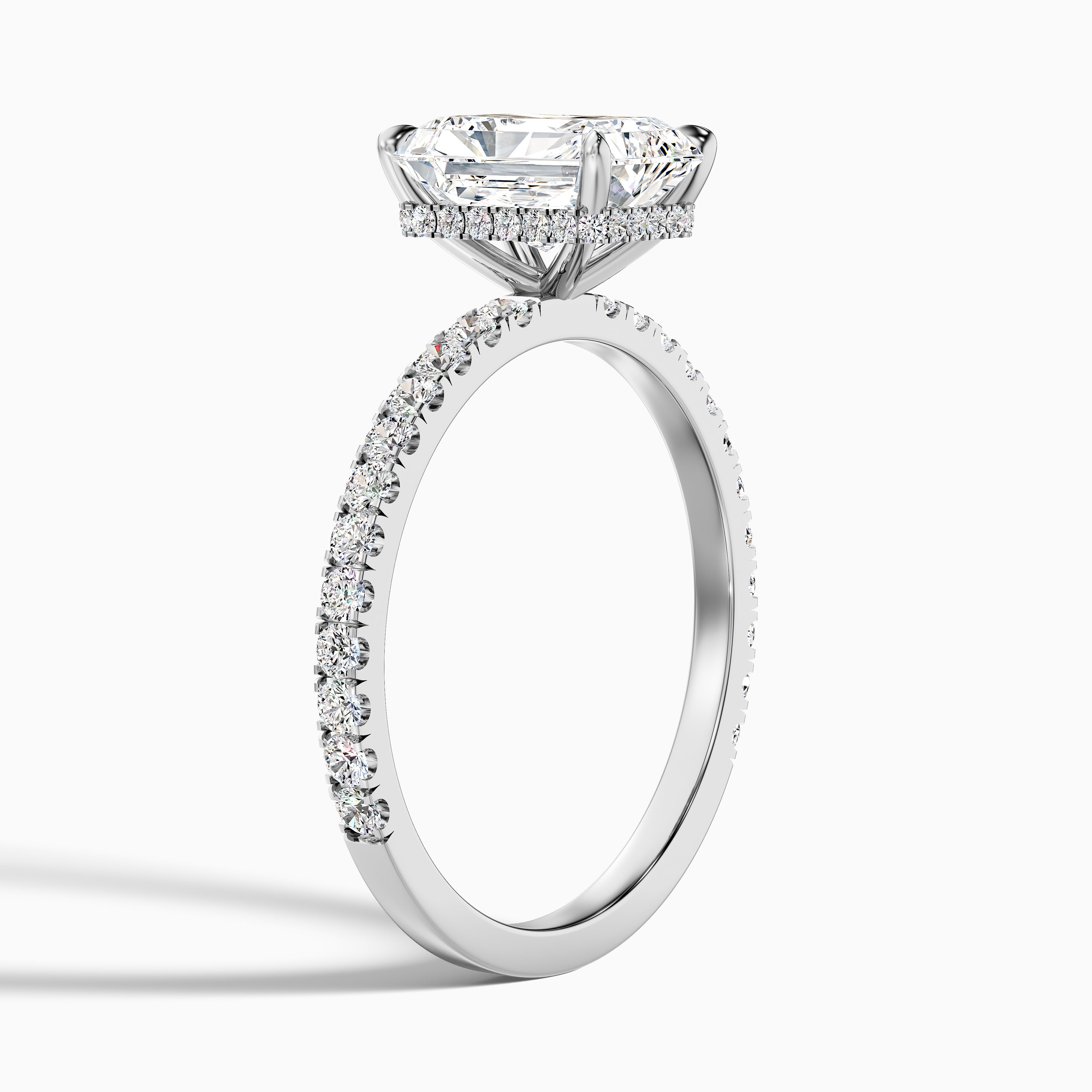Adalina Radiant Cut Hidden Halo Pave Lab Grown Diamond Ring