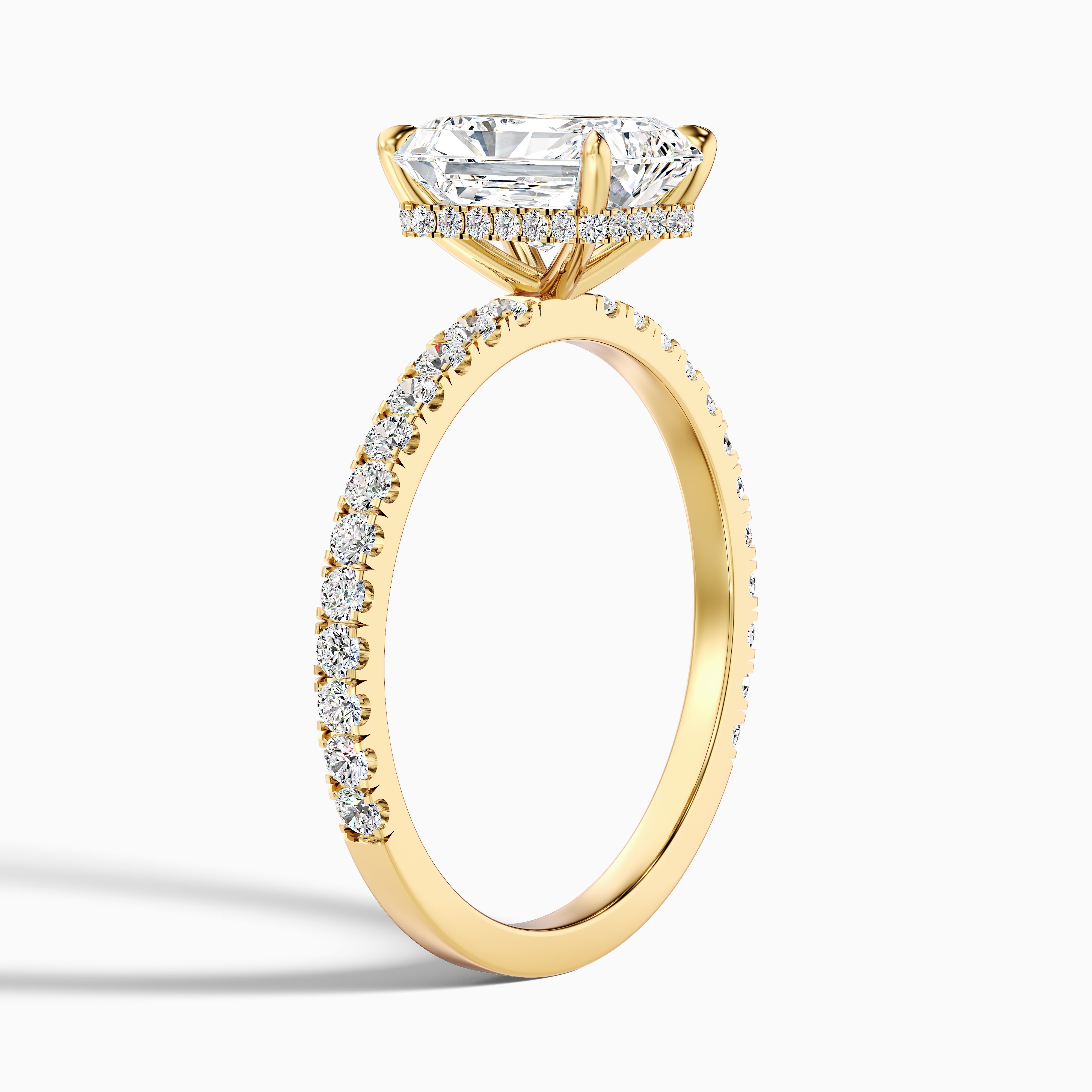 Adalina Radiant Cut Hidden Halo Pave Lab Grown Diamond Ring