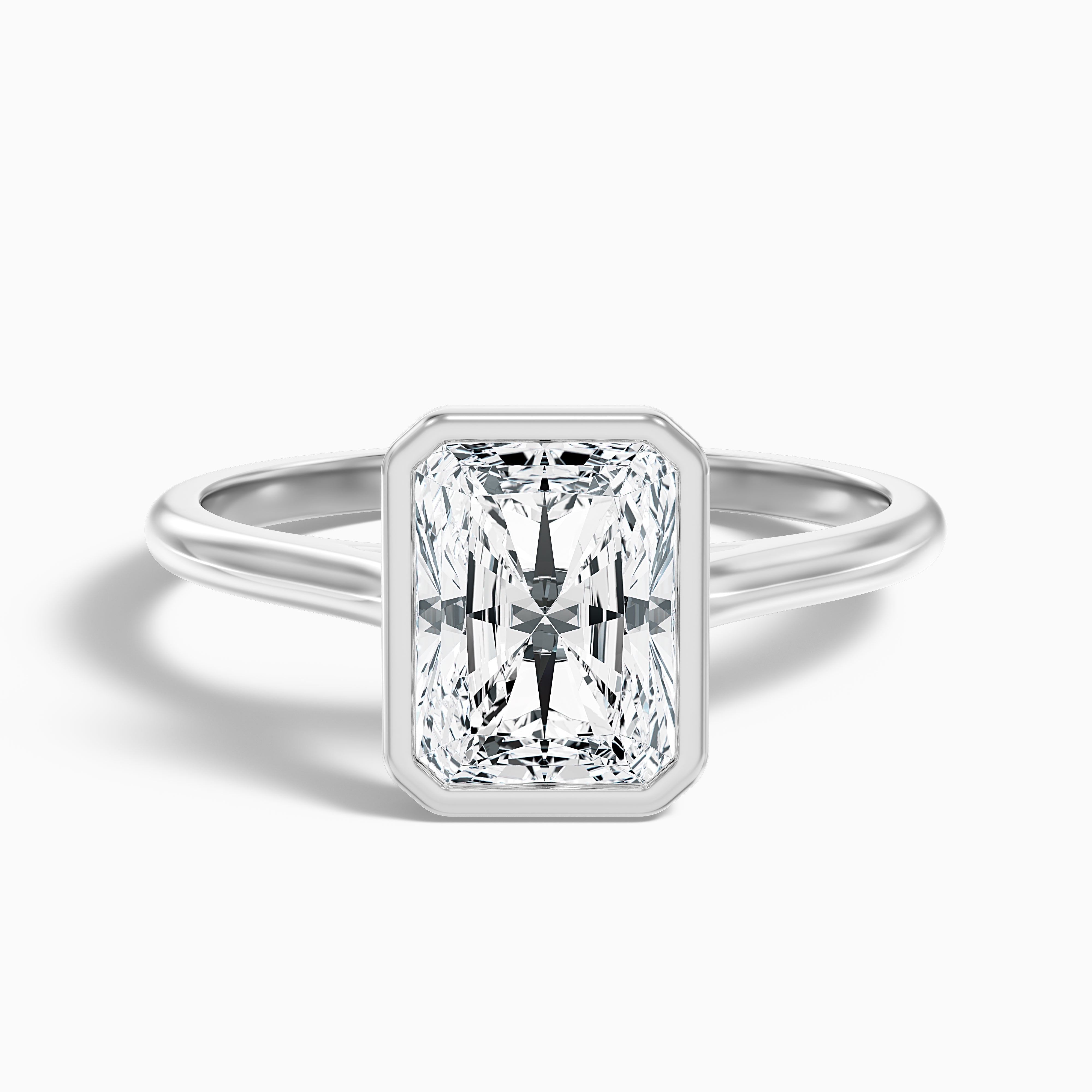 Verlene Radiant Cut Bezel Set Solitaire Lab Grown Diamond Ring