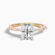 Kinslee Radiant Cut Hidden Halo Side Stone Moissanite Diamond Ring