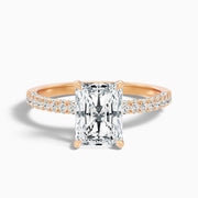 Haisley Radiant Hidden Halo Side Stone Moissanite Diamond Ring
