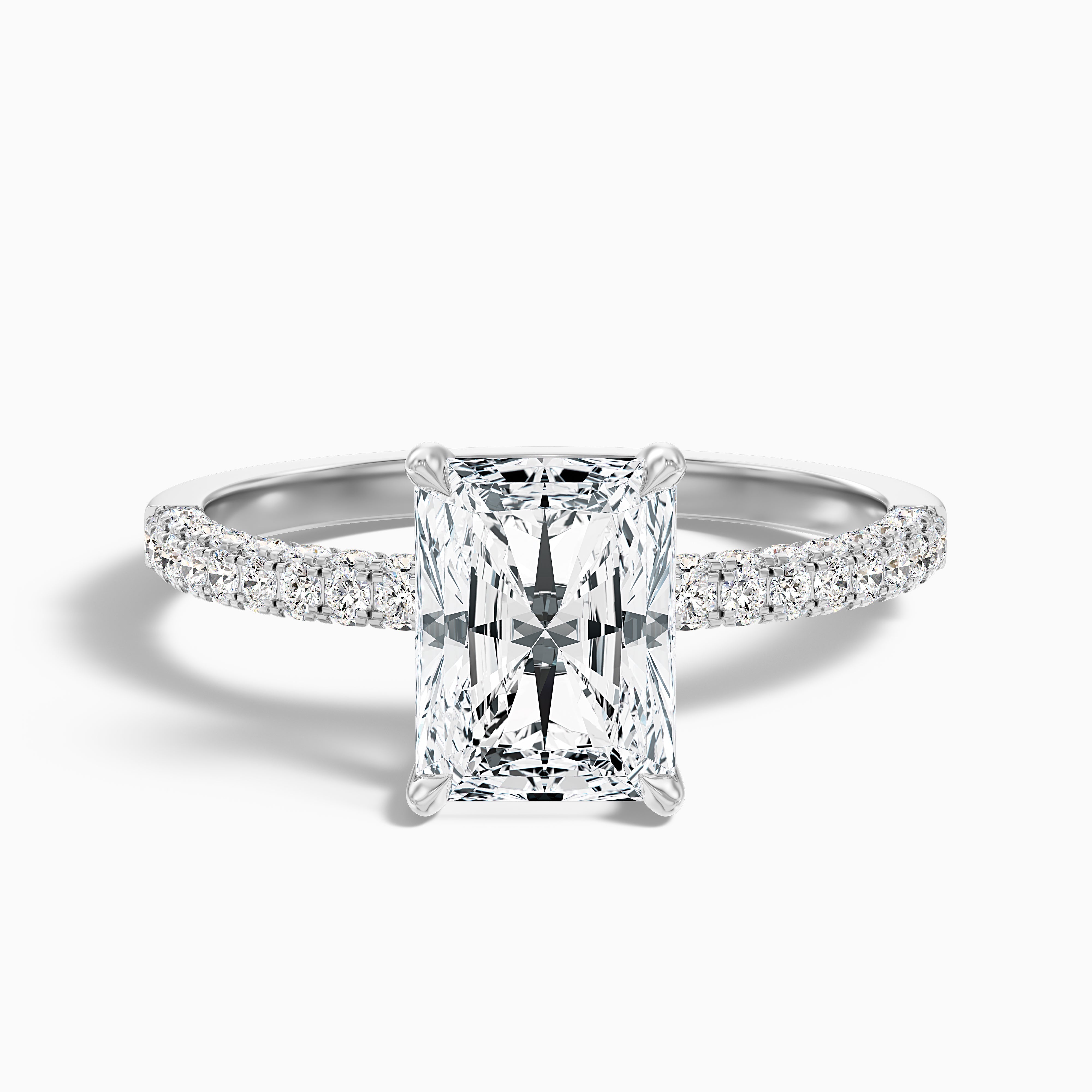 Haisley Radiant Hidden Halo Side Stone Lab Grown Diamond Ring