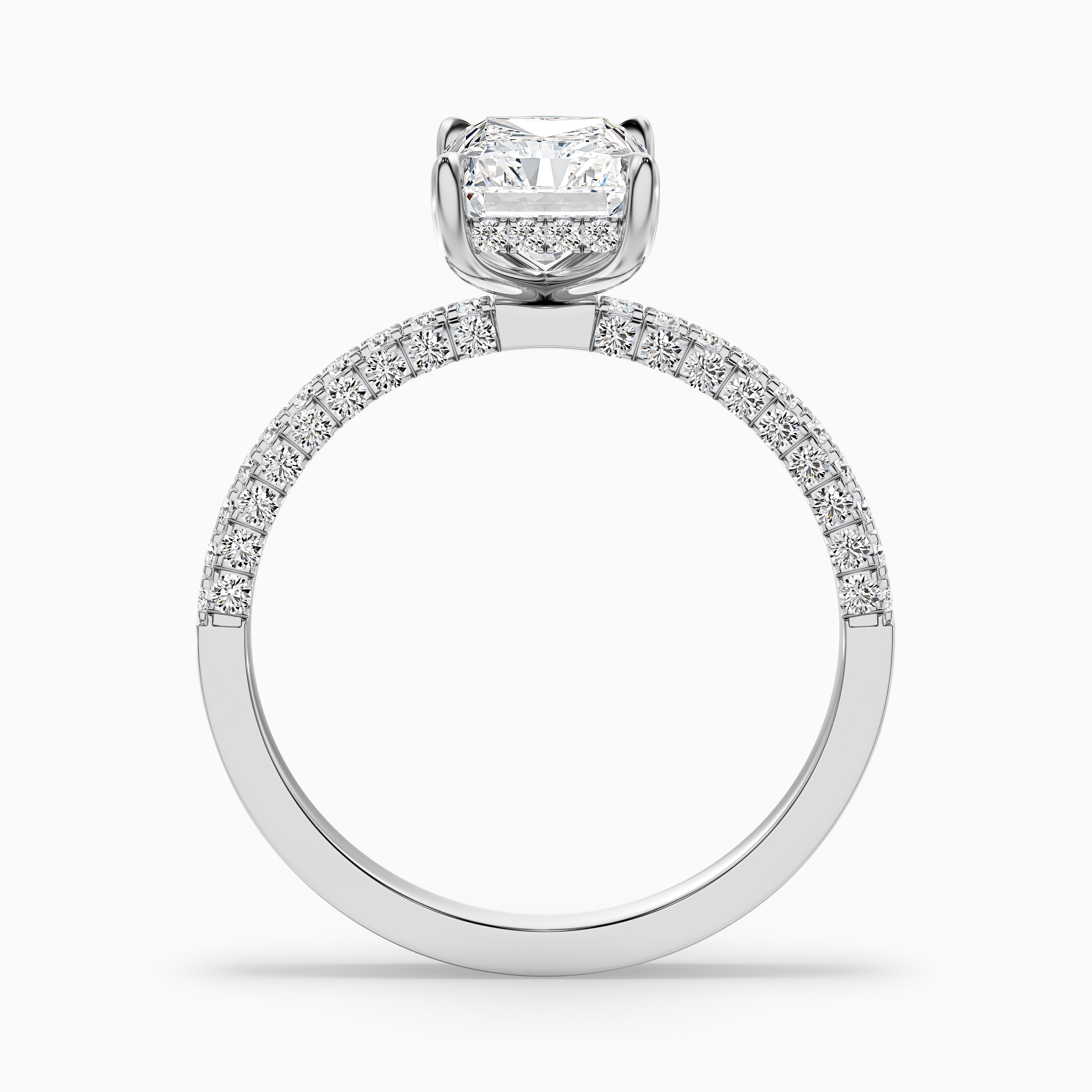 Haisley Radiant Hidden Halo Side Stone Moissanite Diamond Ring