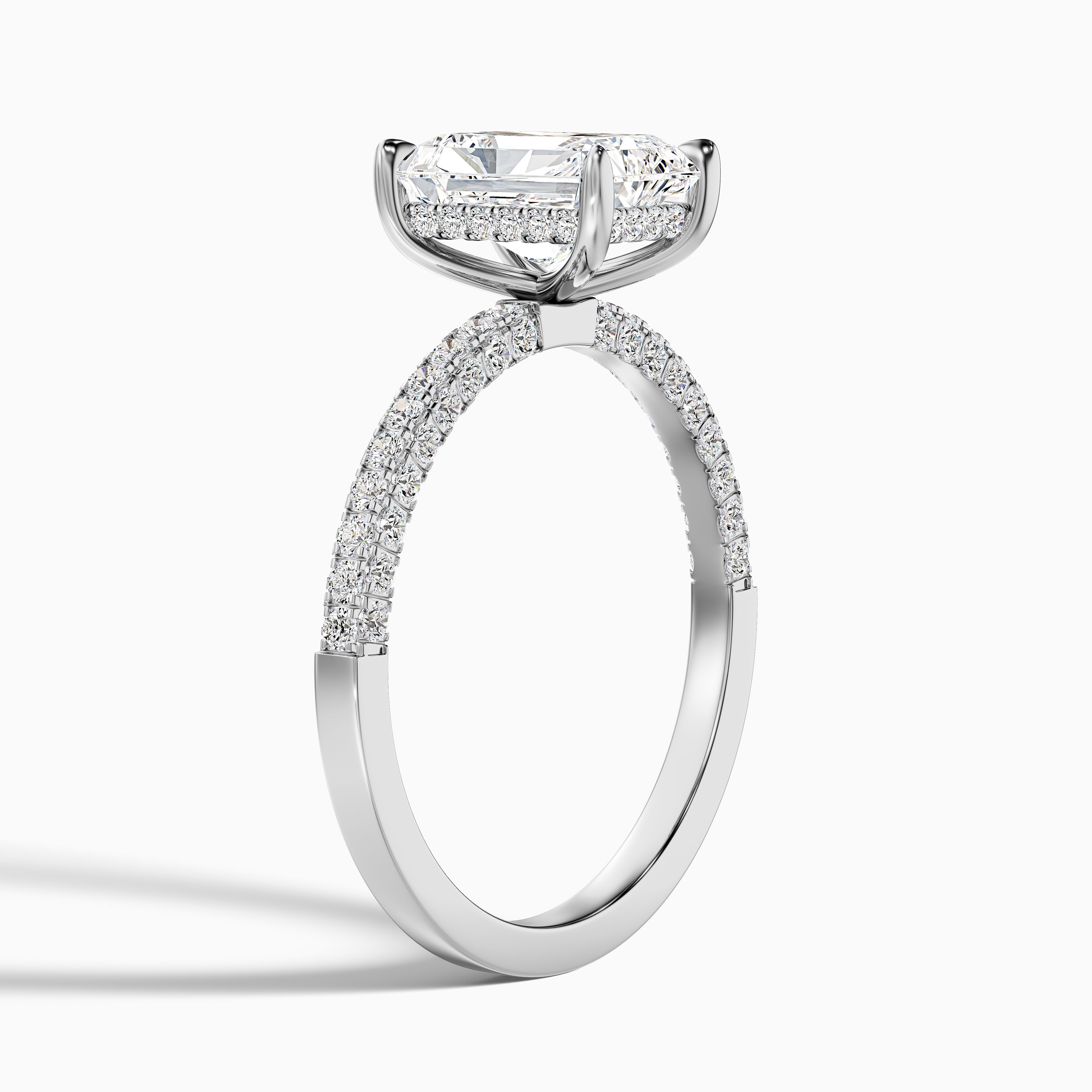 Haisley Radiant Hidden Halo Side Stone Lab Grown Diamond Ring