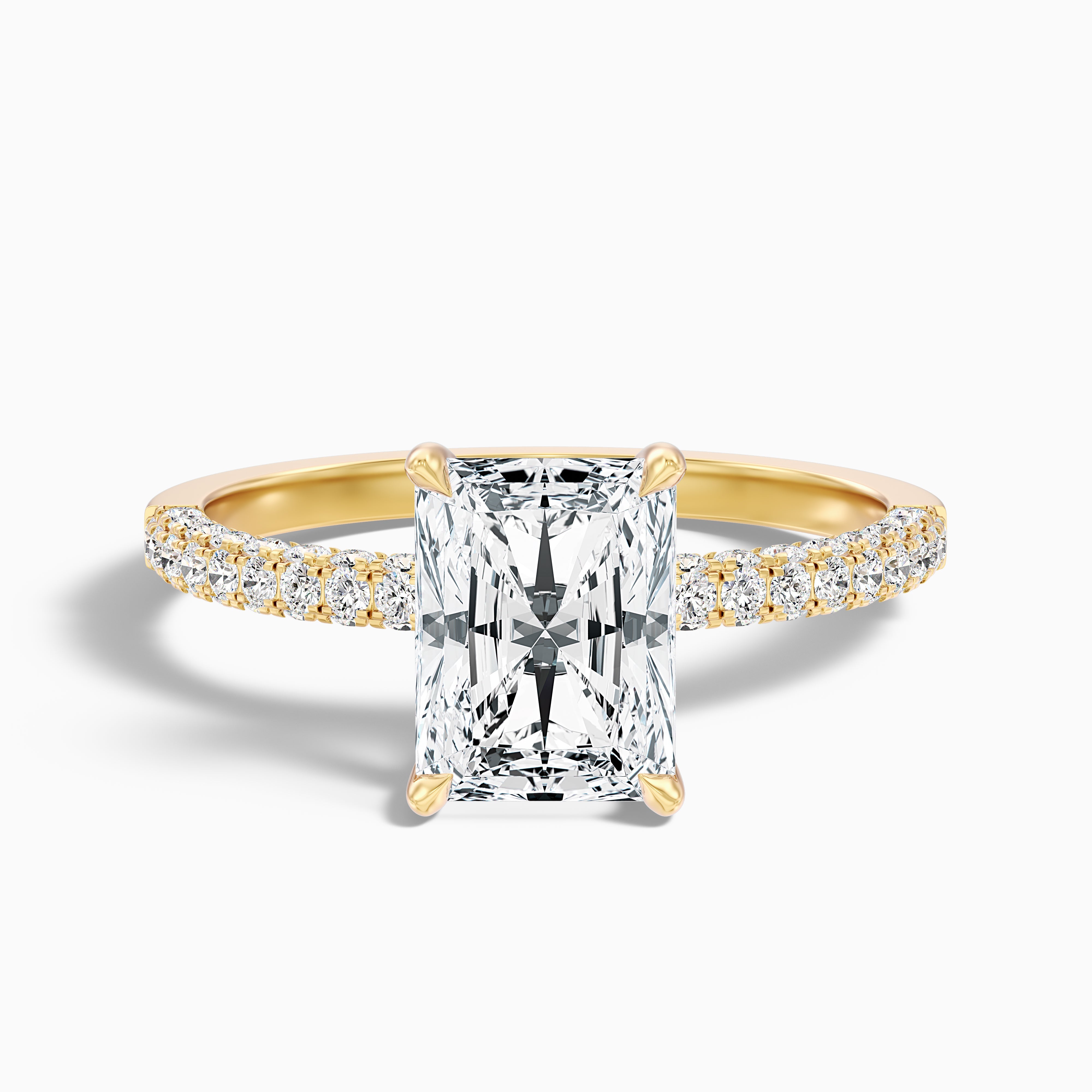 Haisley Radiant Hidden Halo Side Stone Moissanite Diamond Ring