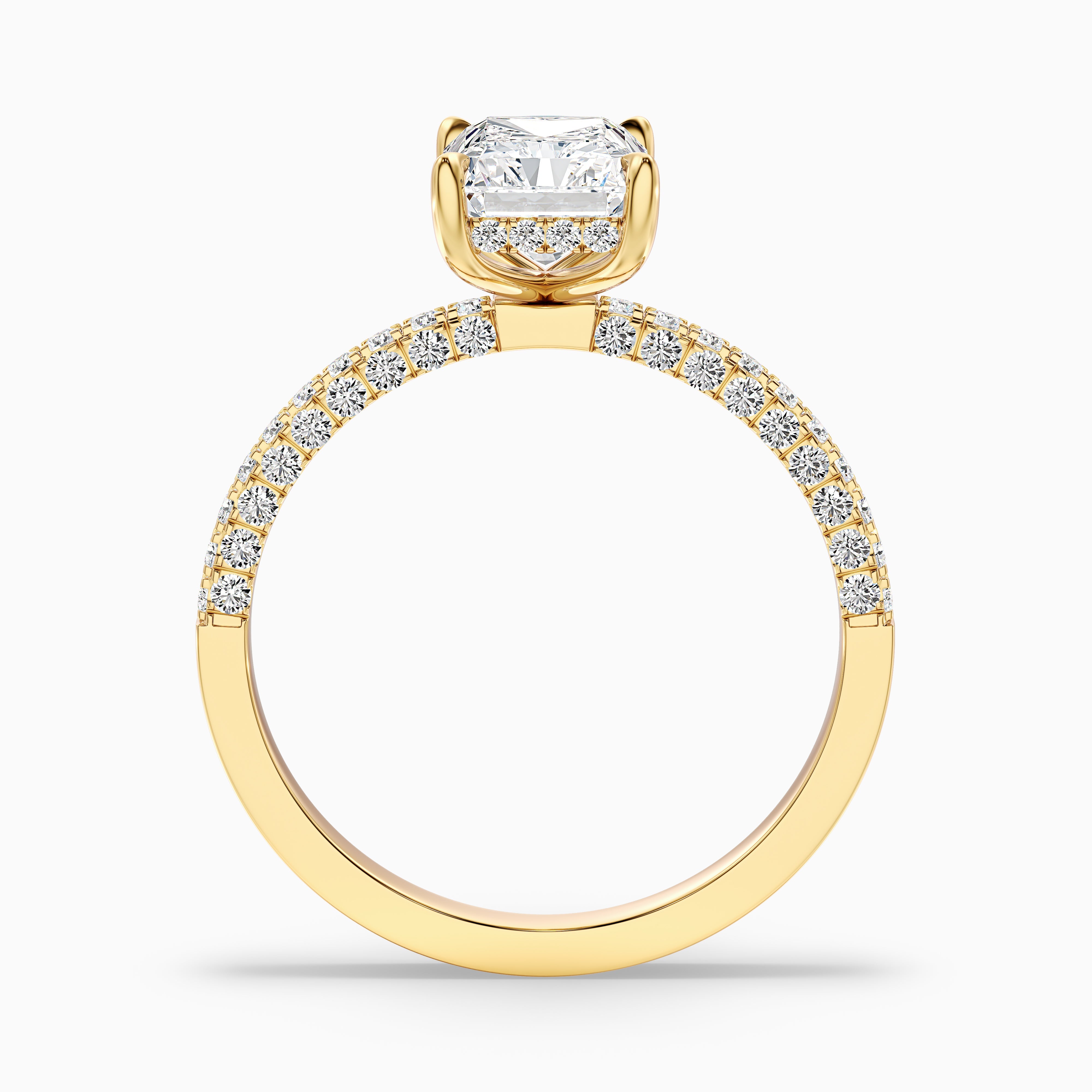 Haisley Radiant Hidden Halo Side Stone Moissanite Diamond Ring