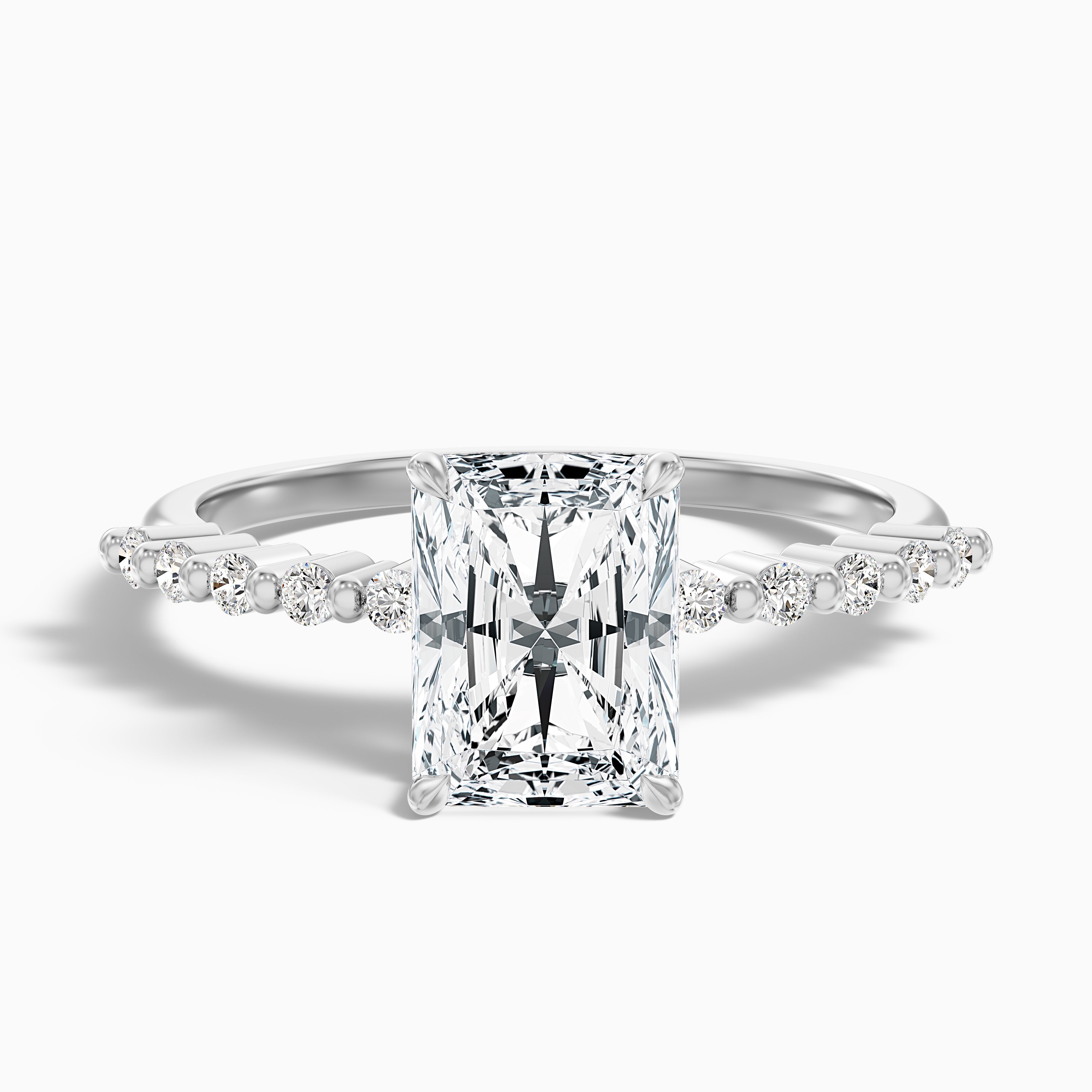 Allison Radiant Cut Side Stone With Hidden Halo Lab Grown Diamond Ring