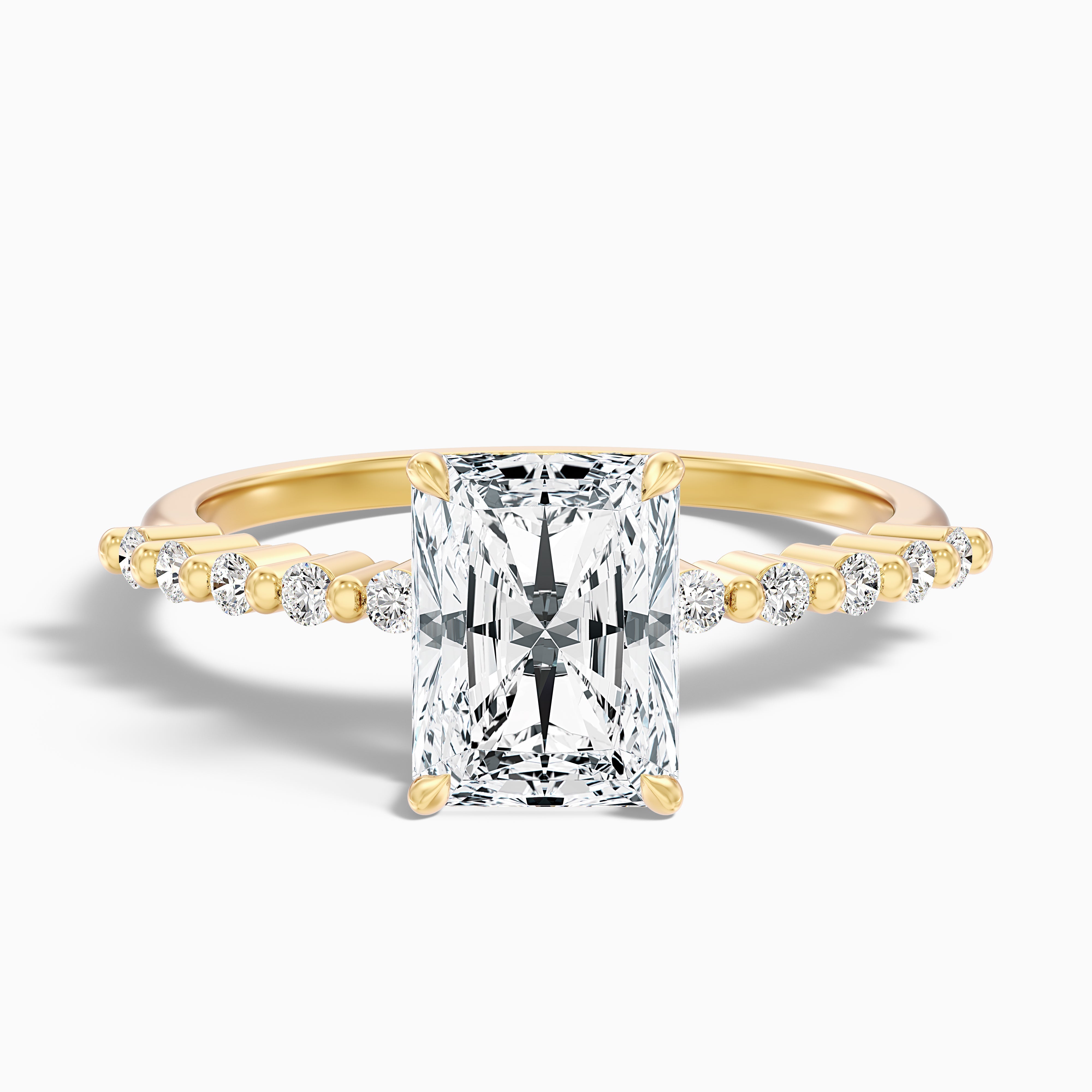 Allison Radiant Cut Side Stone With Hidden Halo Lab Grown Diamond Ring