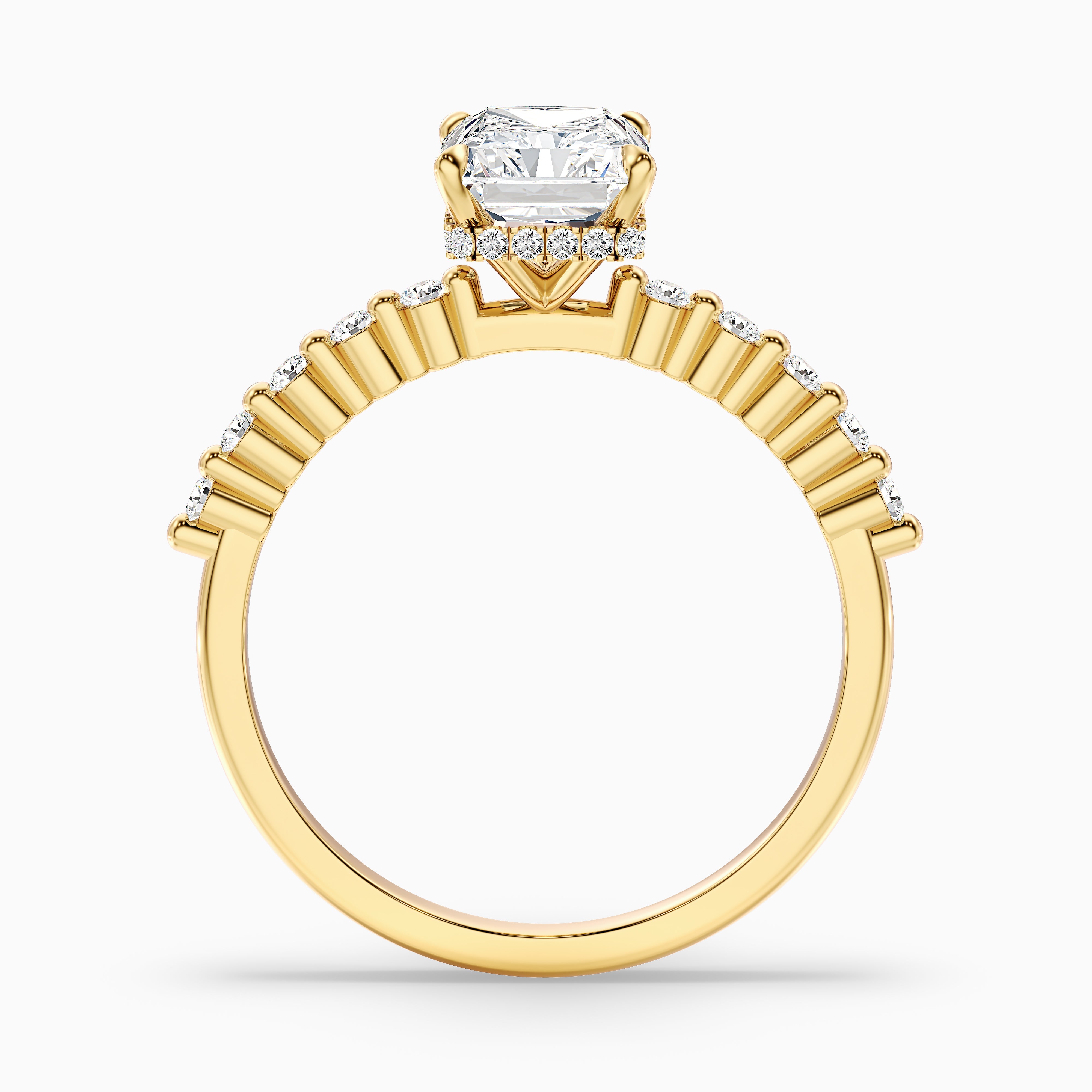 Allison Radiant Cut Side Stone With Hidden Halo Lab Grown Diamond Ring