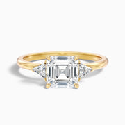 Justina Three Stone Asscher Lab Grown Diamond Ring With Trillion Side Stone