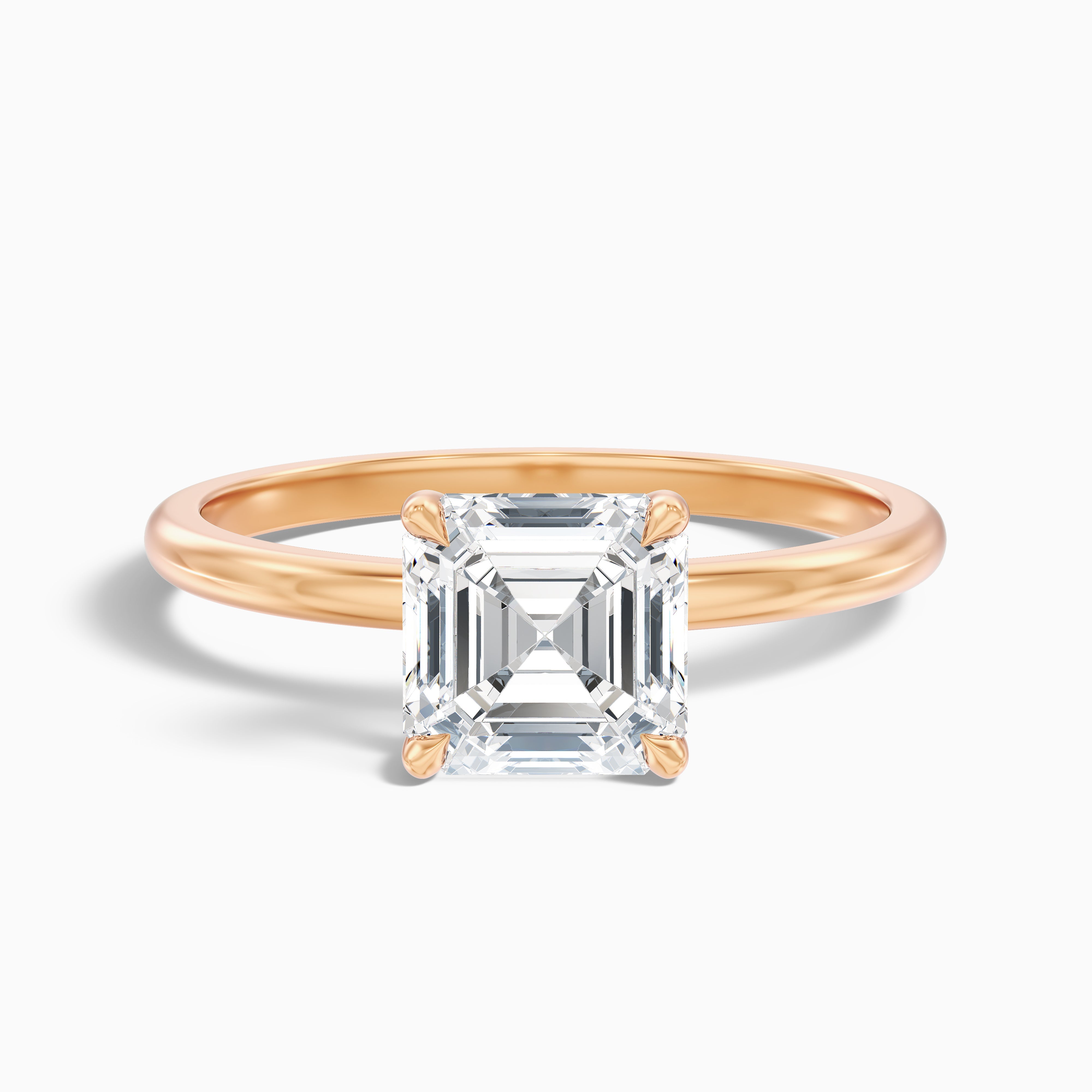 Charlee Asscher Cut Solitaire Moissanite Diamond Ring