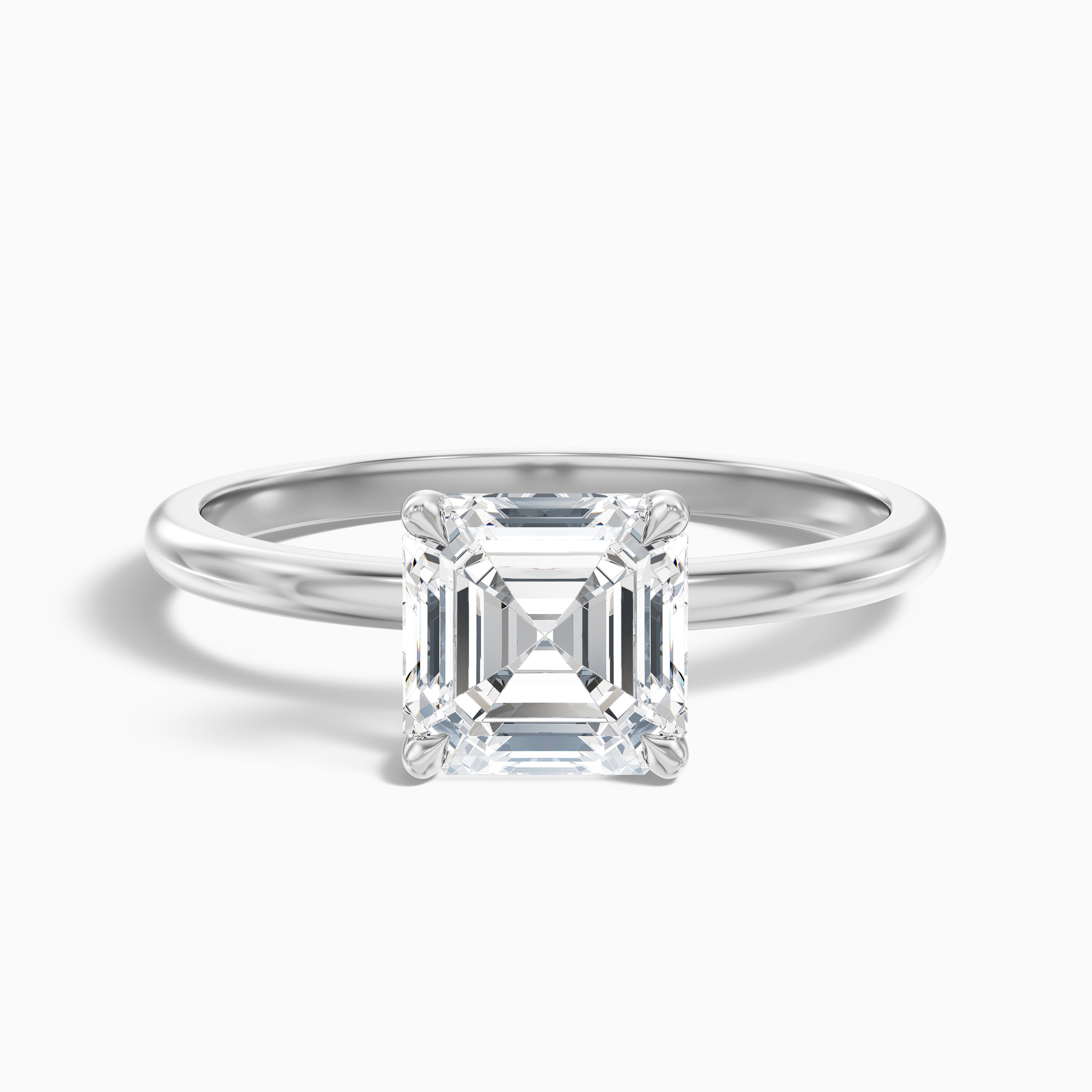 Charlee Asscher Cut Solitaire Moissanite Diamond Ring