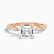Avriana Asscher Cut Hidden Halo Pave Moissanite Diamond Ring