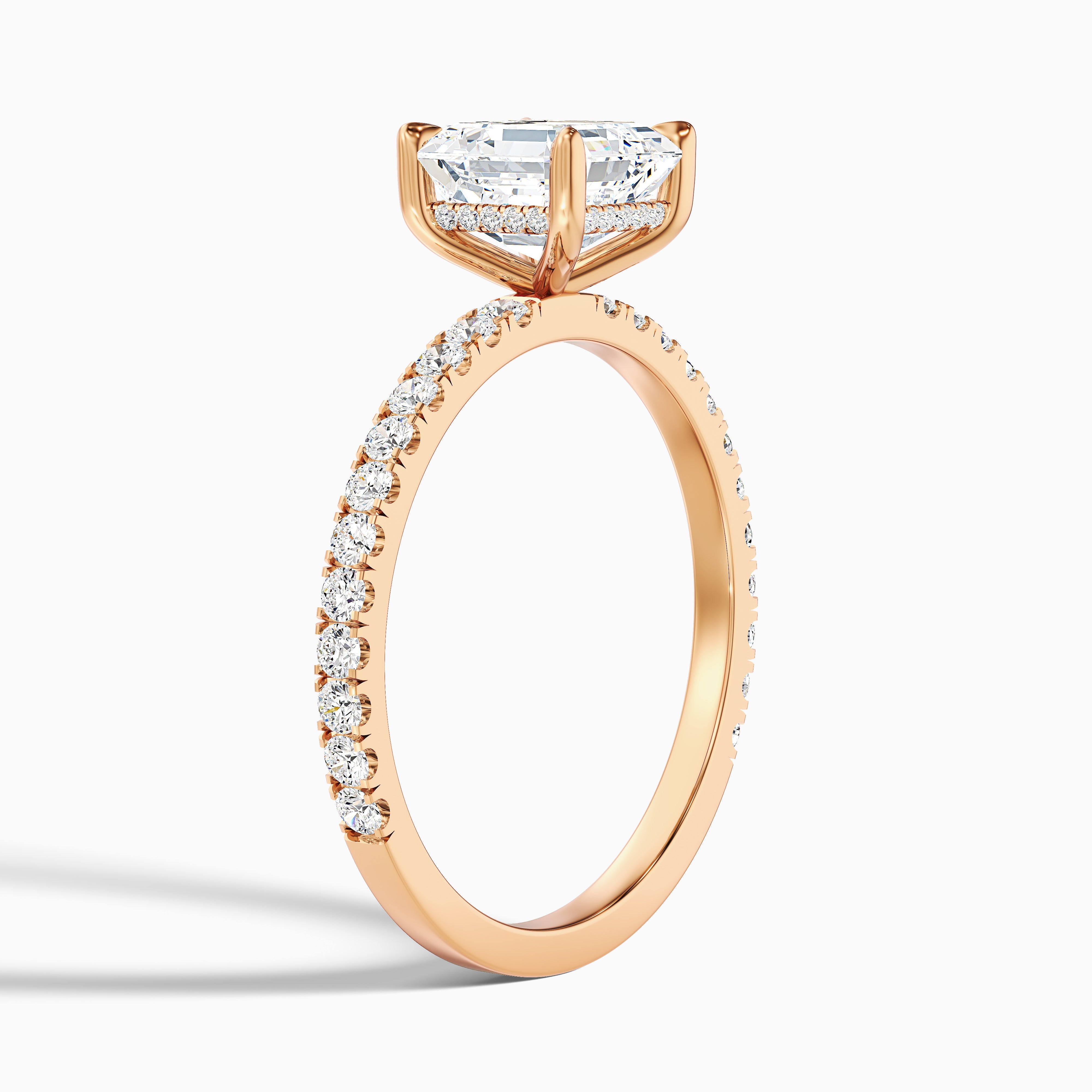 Avriana Asscher Cut Hidden Halo Pave Moissanite Diamond Ring