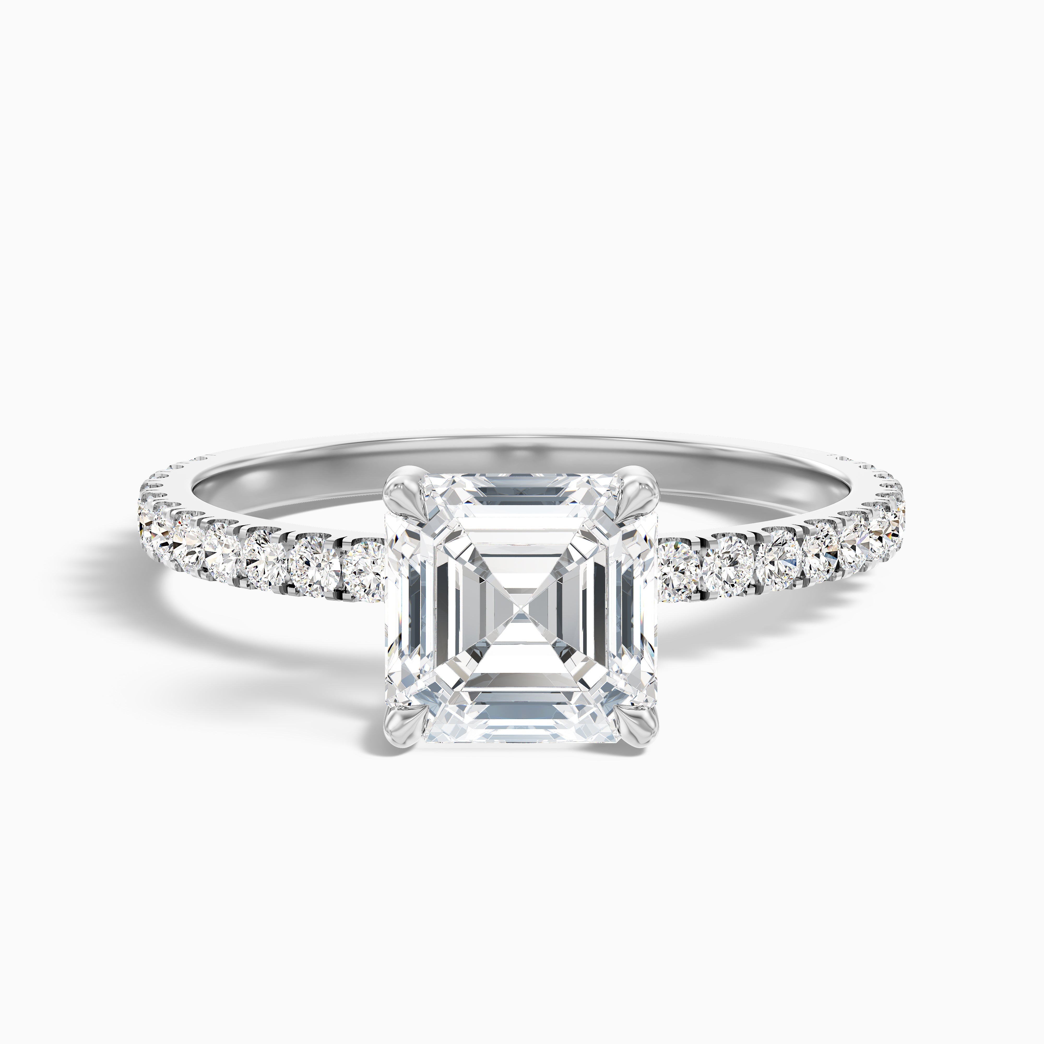 Avriana Asscher Cut Hidden Halo Pave Lab Grown Diamond Ring