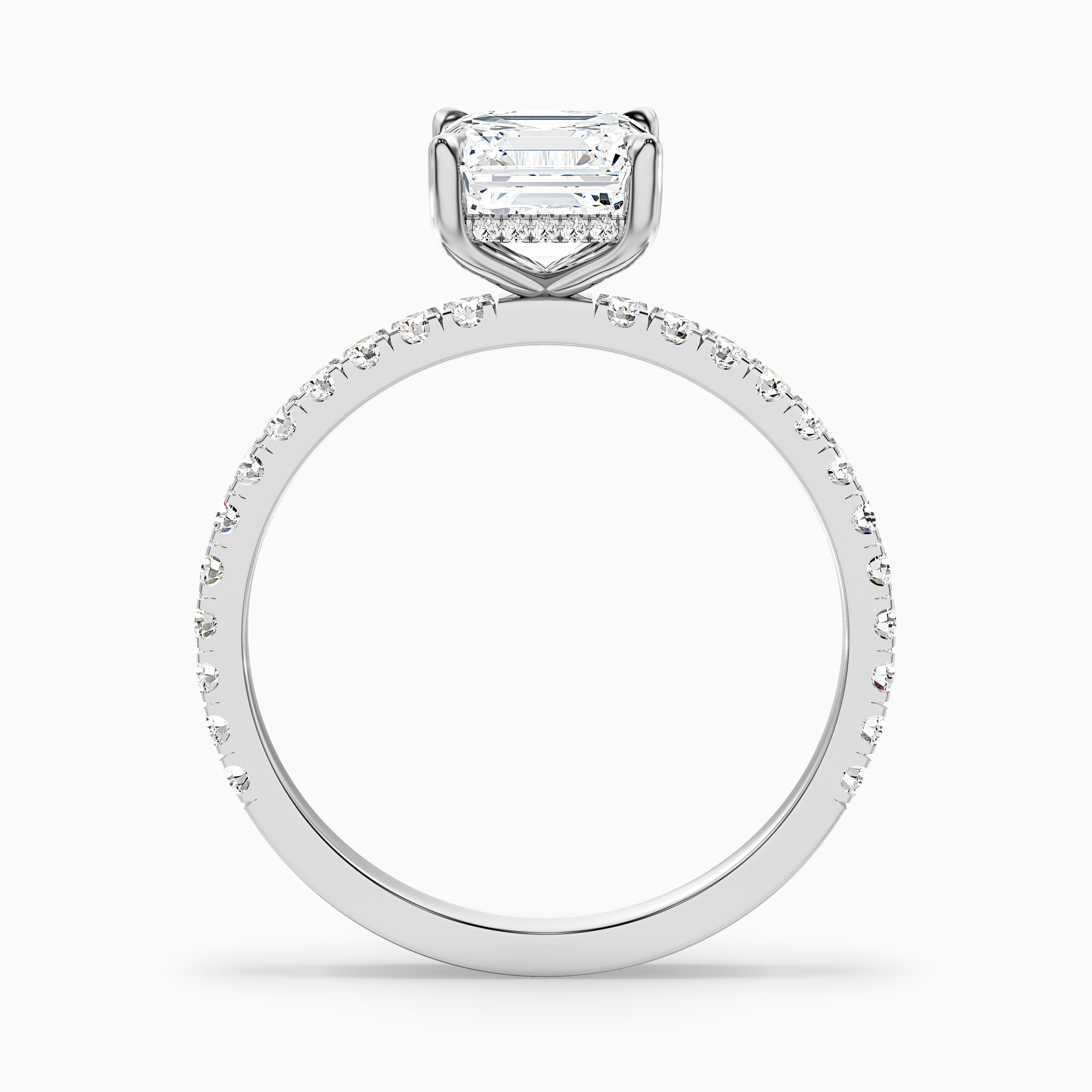 Avriana Asscher Cut Hidden Halo Pave Moissanite Diamond Ring