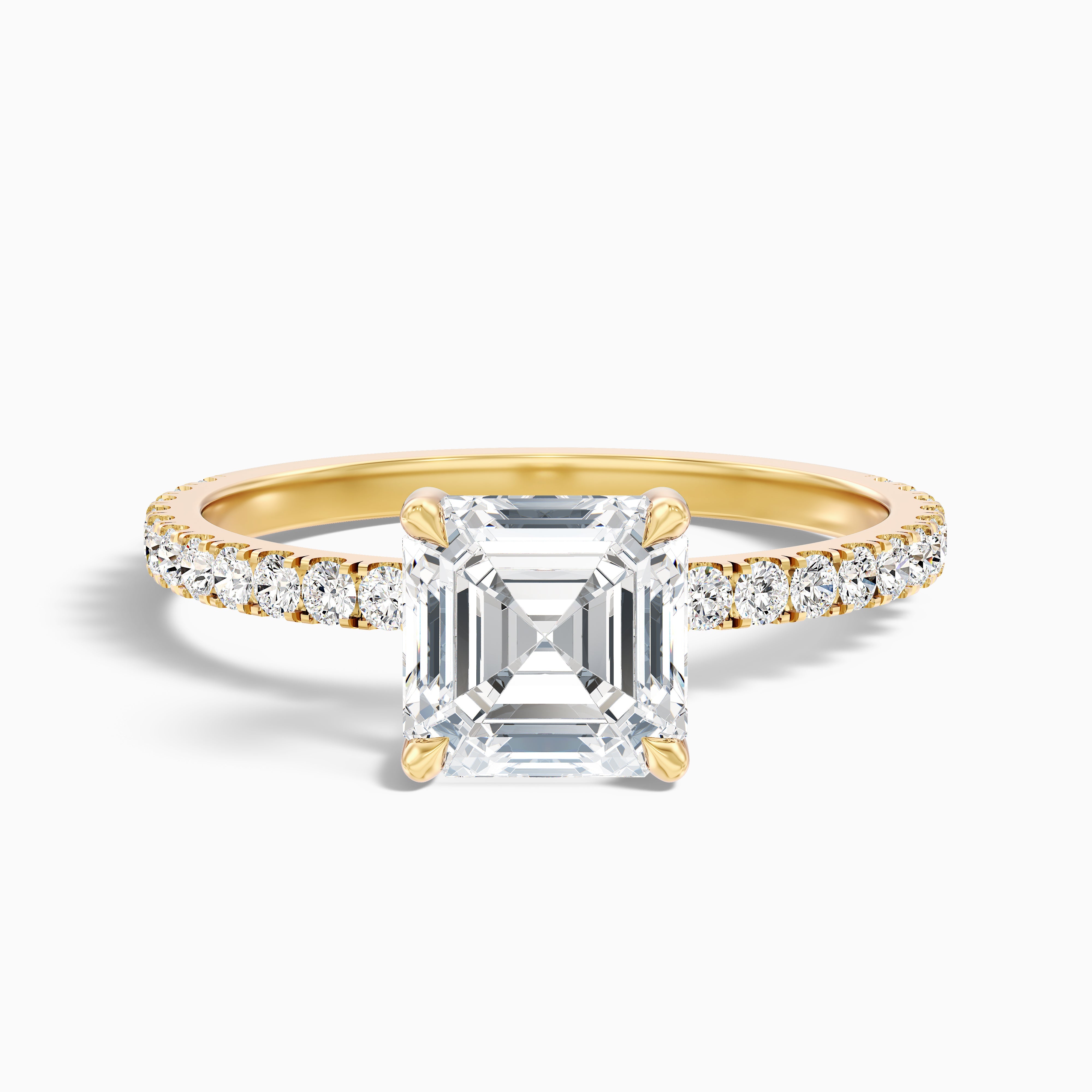Avriana Asscher Cut Hidden Halo Pave Moissanite Diamond Ring